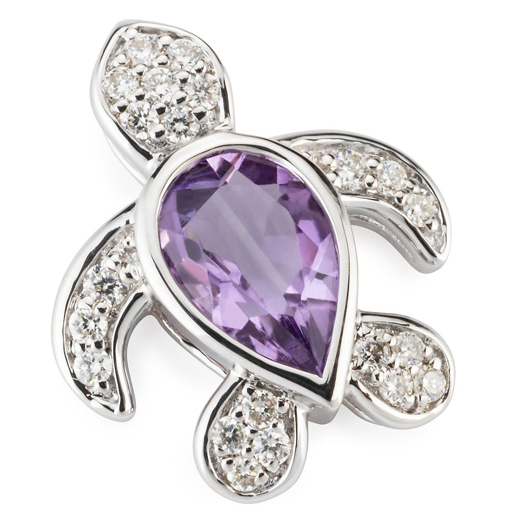 GOLDSCHMUCK FÜR MICH Schildkröten-Anhänger 21 Brillanten 0,07ct 1 Amethyst ca. 0,35ct Gold 375