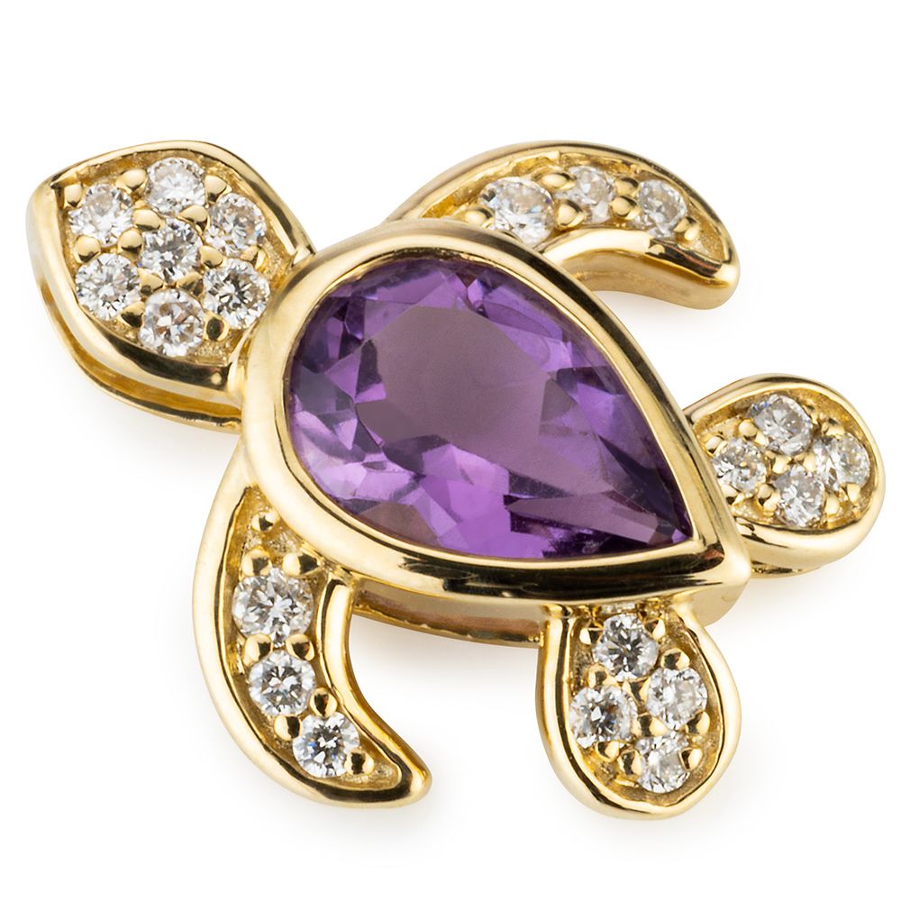 GOLDSCHMUCK FÜR MICH Schildkröten-Anhänger 21 Brillanten 0,07ct 1 Amethyst ca. 0,35ct Gold 375