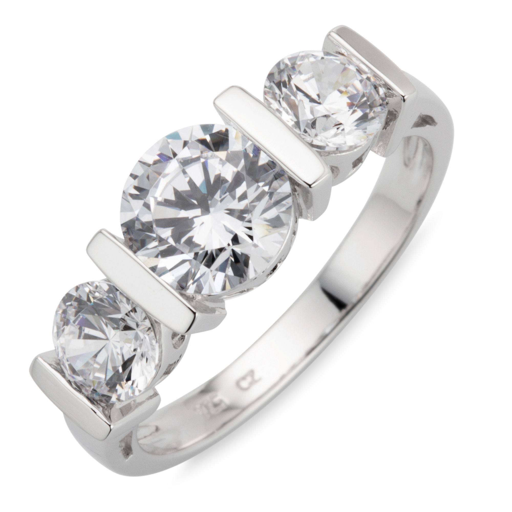 DIAMONIQUE® Ring = 2,50ct Brillantschliff Silber rhodiniert - QVC.de