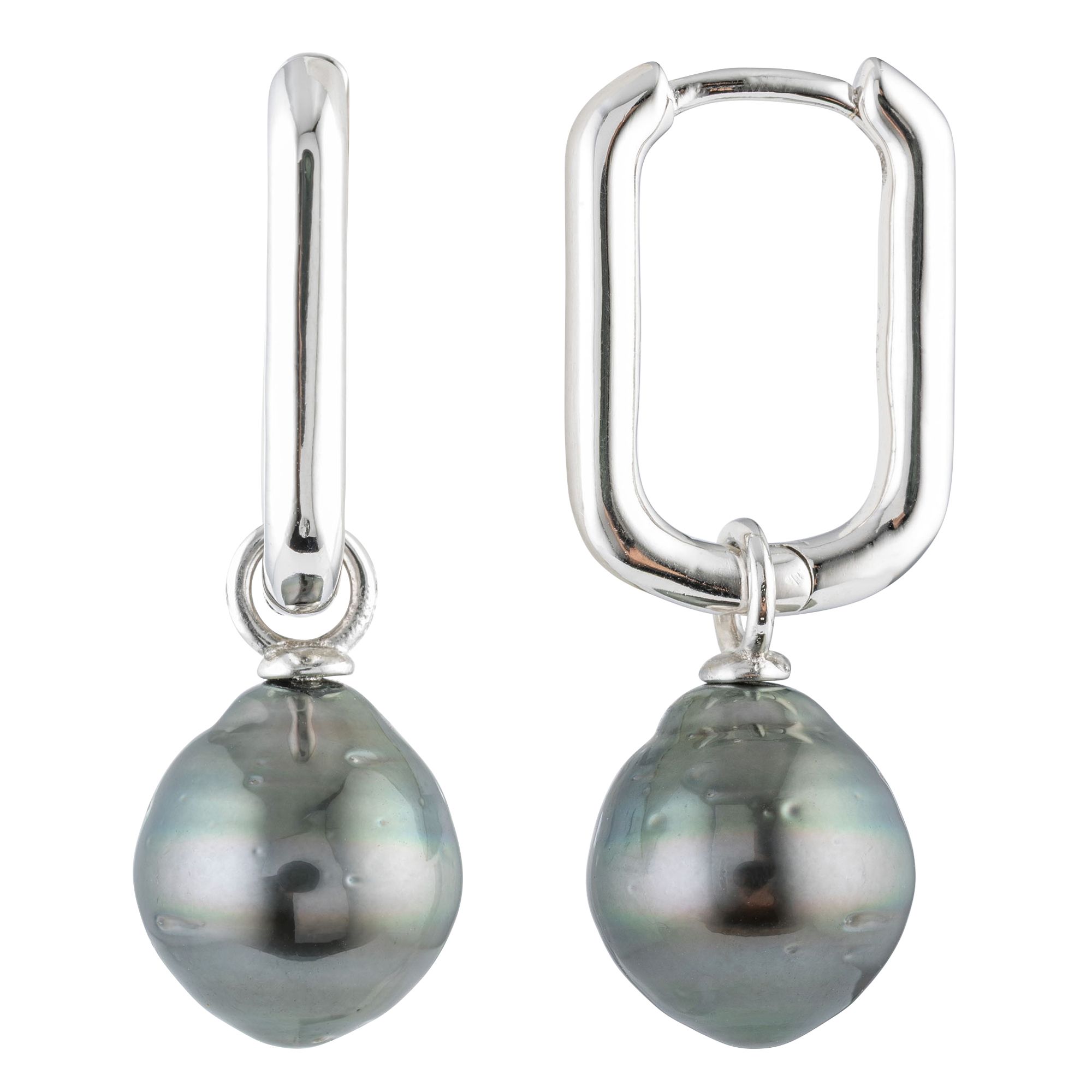 PERLEA Creolen Tahitizuchtperlen 9-10mm Silber 925