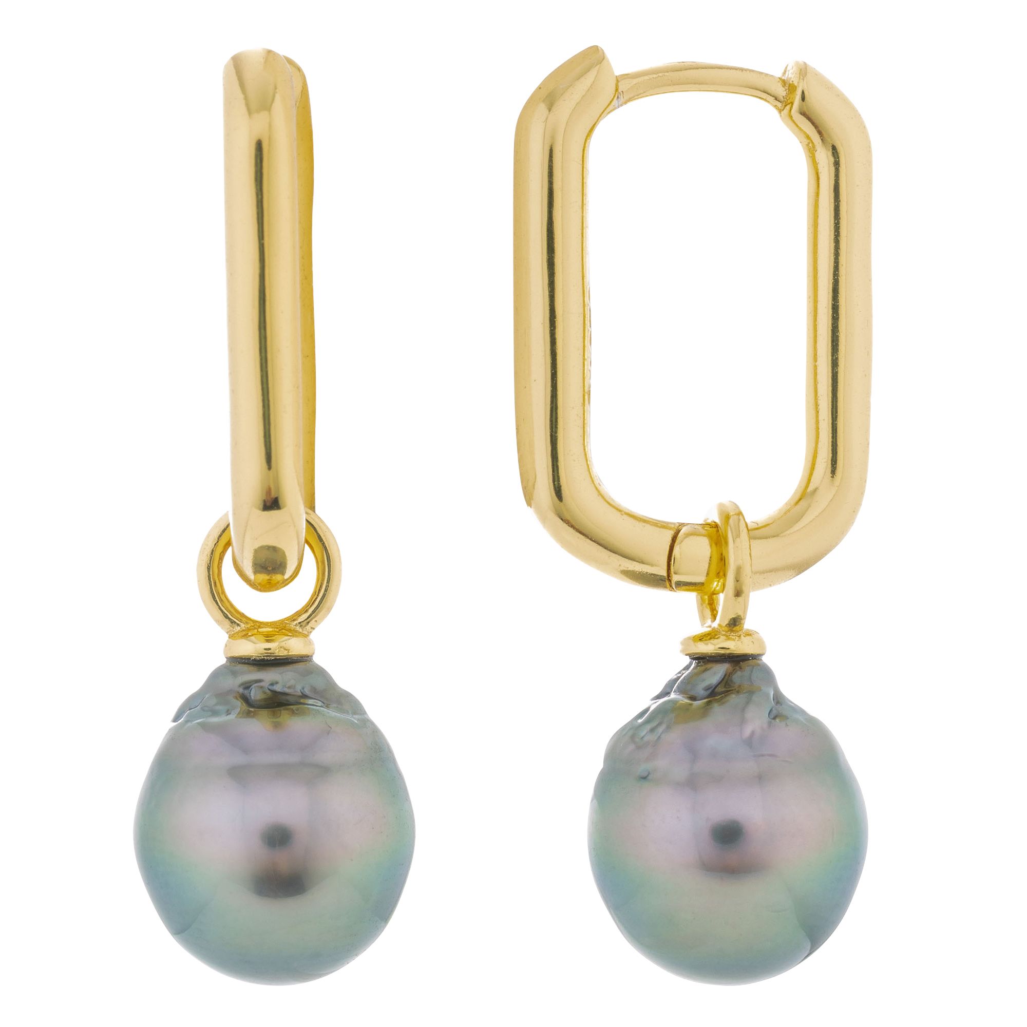 PERLEA Creolen Tahitizuchtperlen 9-10mm Silber 925