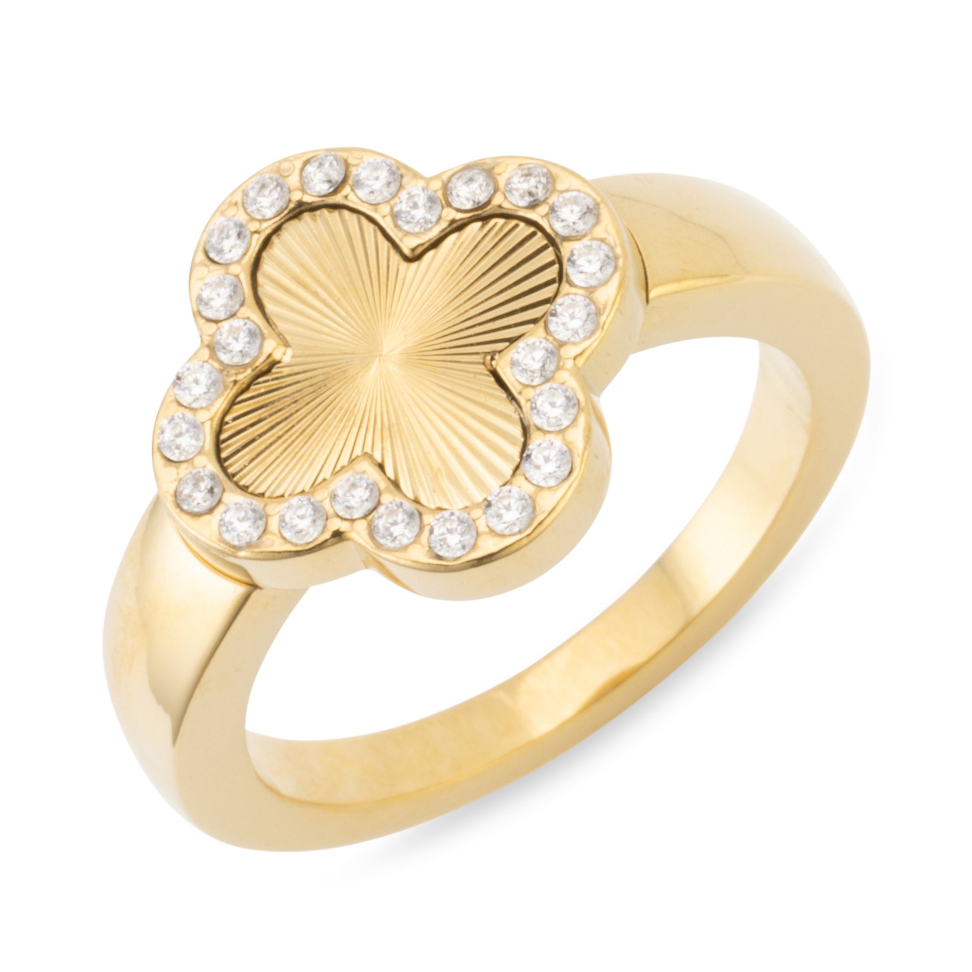 STEFFEN SCHRAUT Ring Kleeblatt 24 Zirkonia poliert/strukturiert Edelstahl