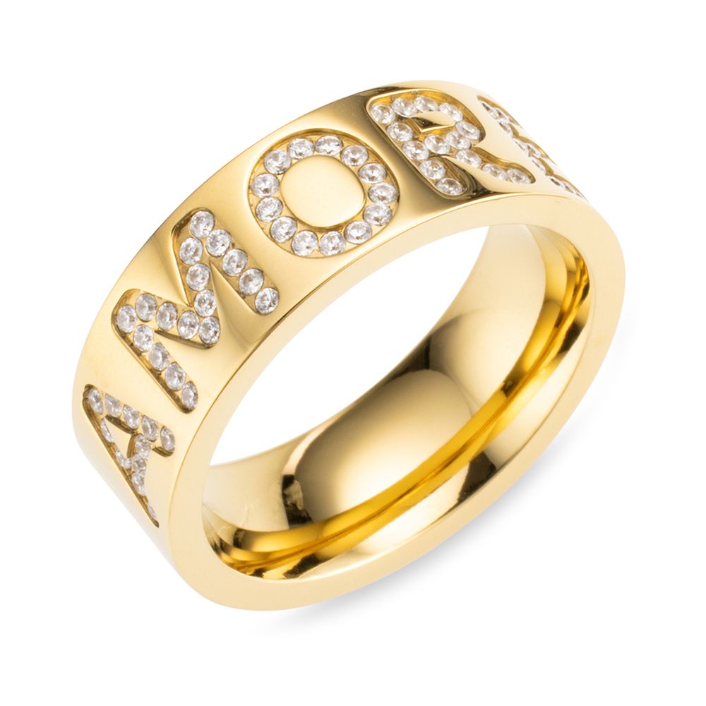 DIAMONIQUE® Ring = 0,34ct Brillantschliff Edelstahl