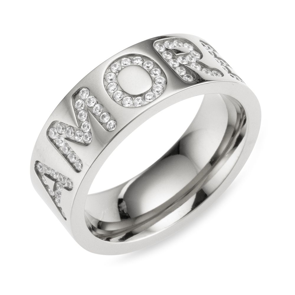 DIAMONIQUE® Ring = 0,34ct Brillantschliff Edelstahl
