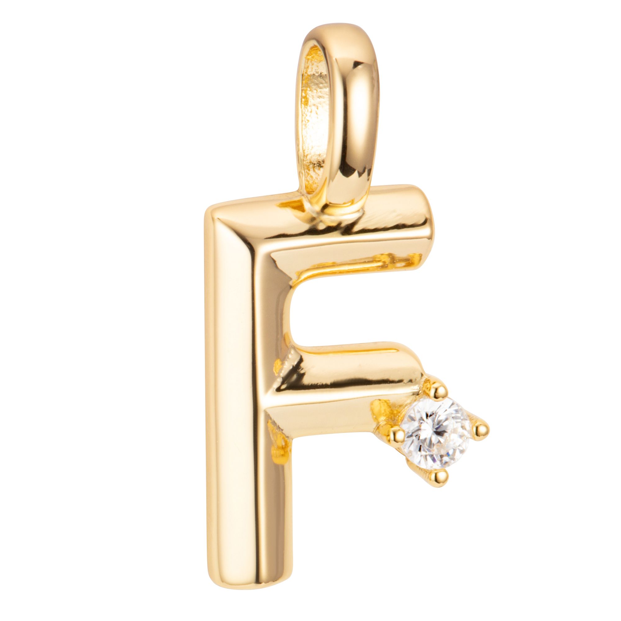 DIAMONIQUE® Buchstaben-Anhänger = 0,05ct Brillantschliff Silber vergoldet