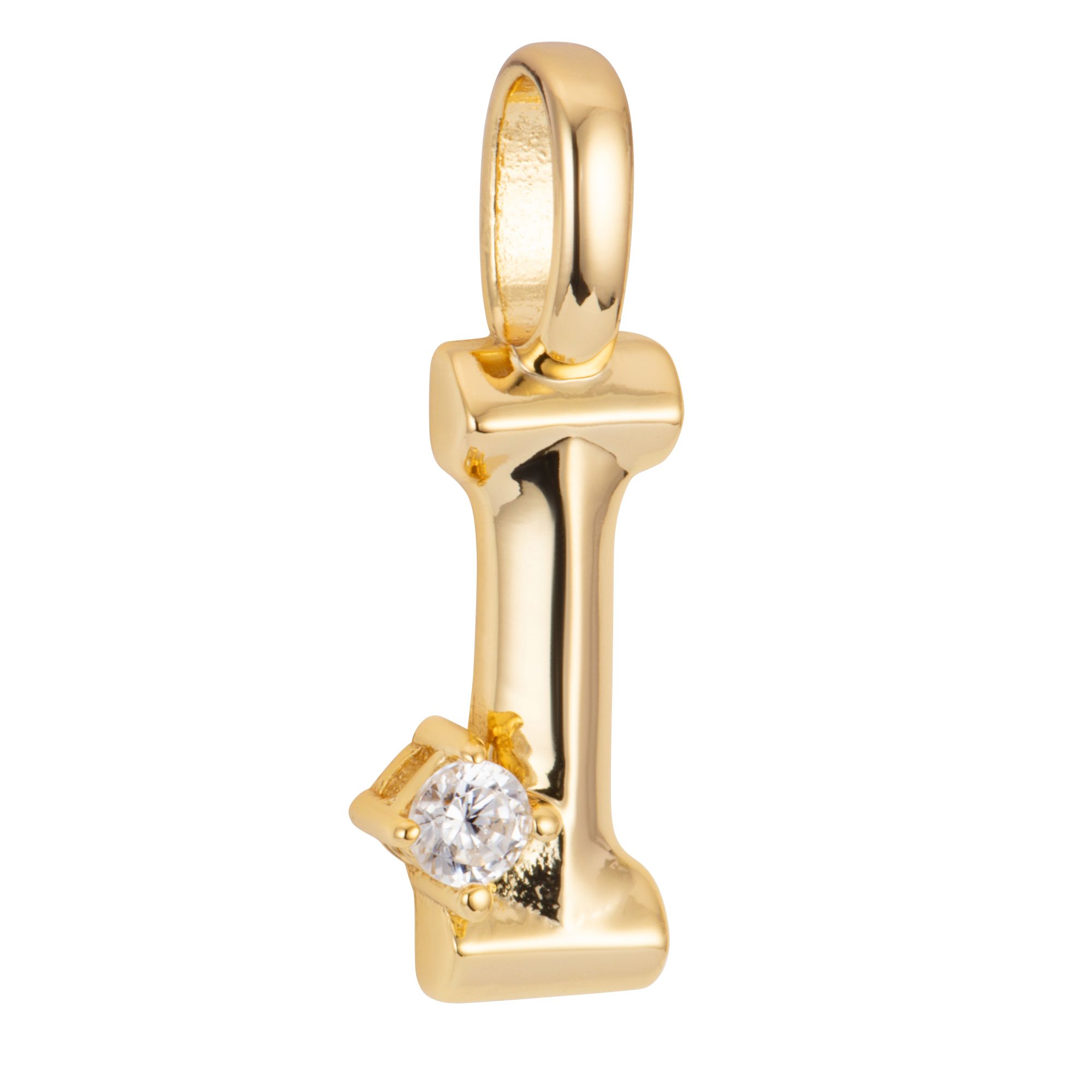 DIAMONIQUE® Buchstaben-Anhänger = 0,05ct Brillantschliff Silber vergoldet