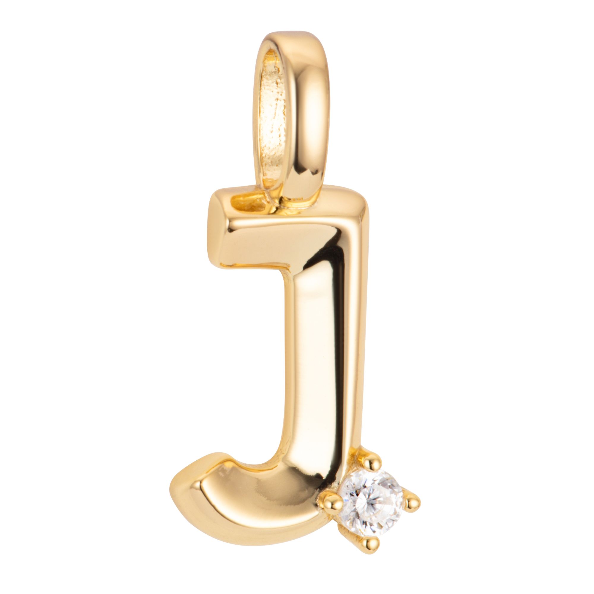 DIAMONIQUE® Buchstaben-Anhänger = 0,05ct Brillantschliff Silber vergoldet