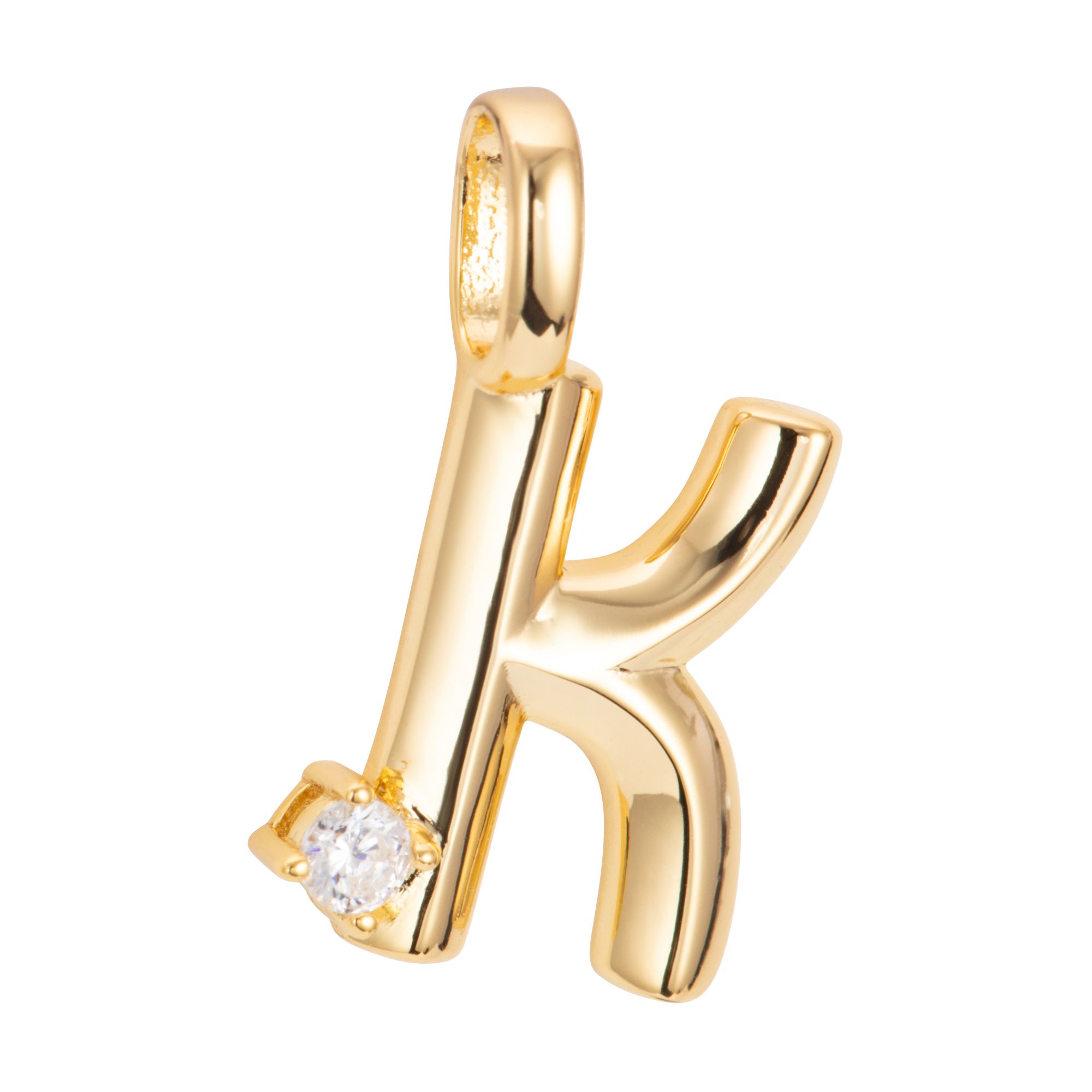 DIAMONIQUE® Buchstaben-Anhänger = 0,05ct Brillantschliff Silber vergoldet