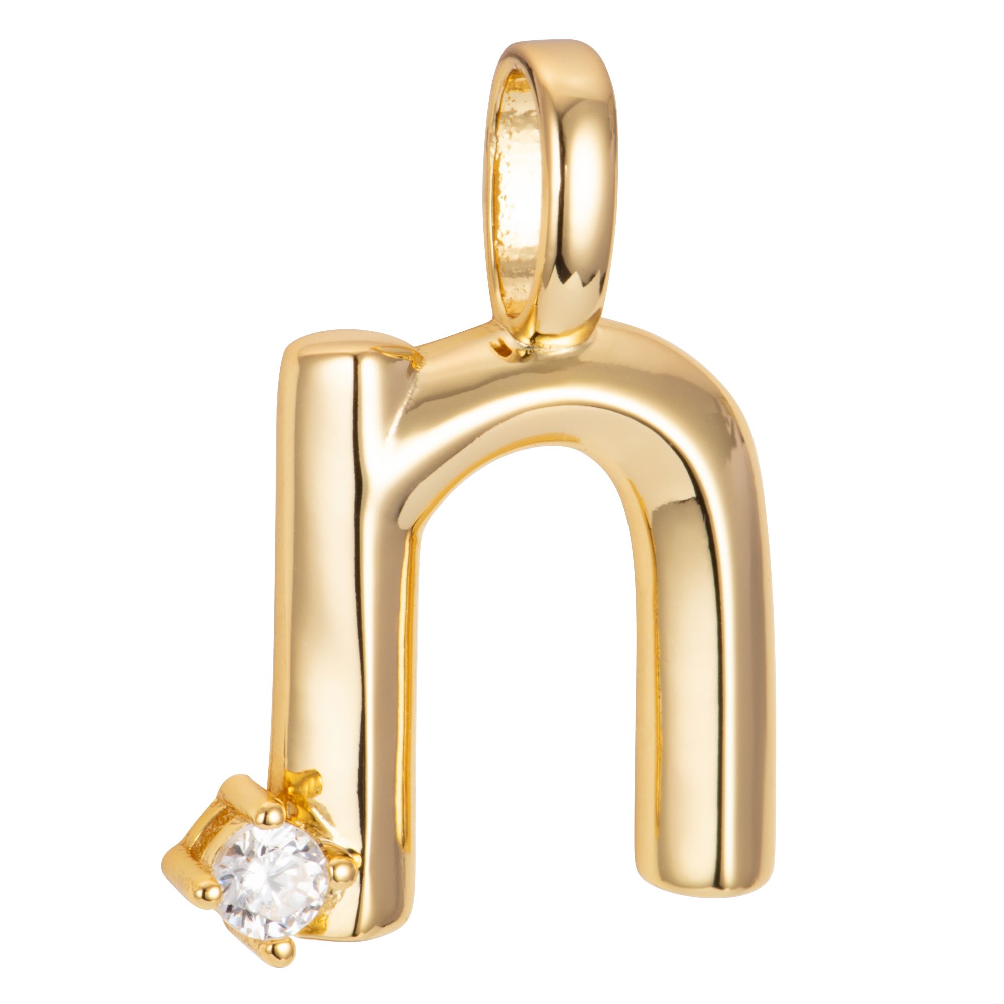 DIAMONIQUE® Buchstaben-Anhänger = 0,05ct Brillantschliff Silber vergoldet