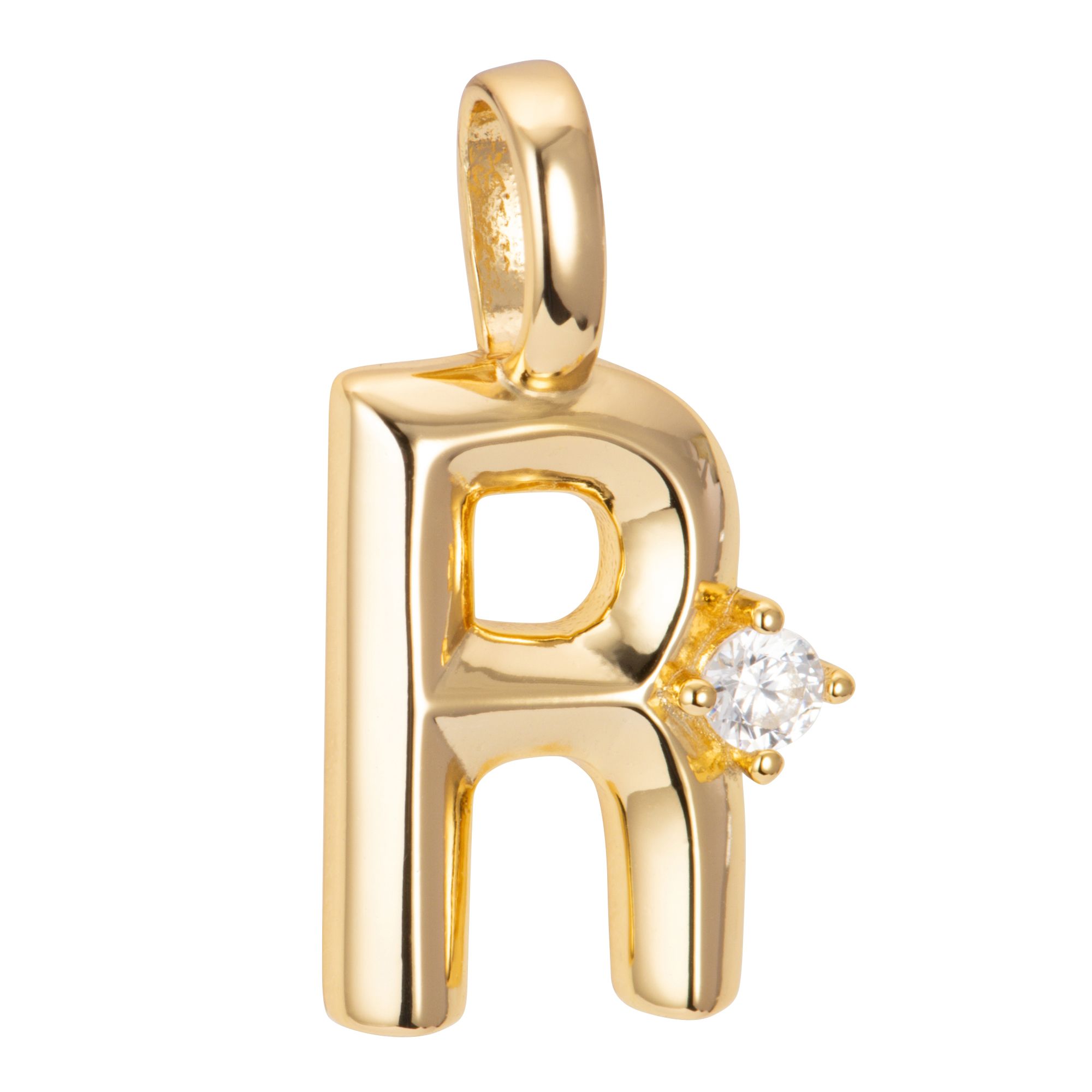 DIAMONIQUE® Buchstaben-Anhänger = 0,05ct Brillantschliff Silber vergoldet