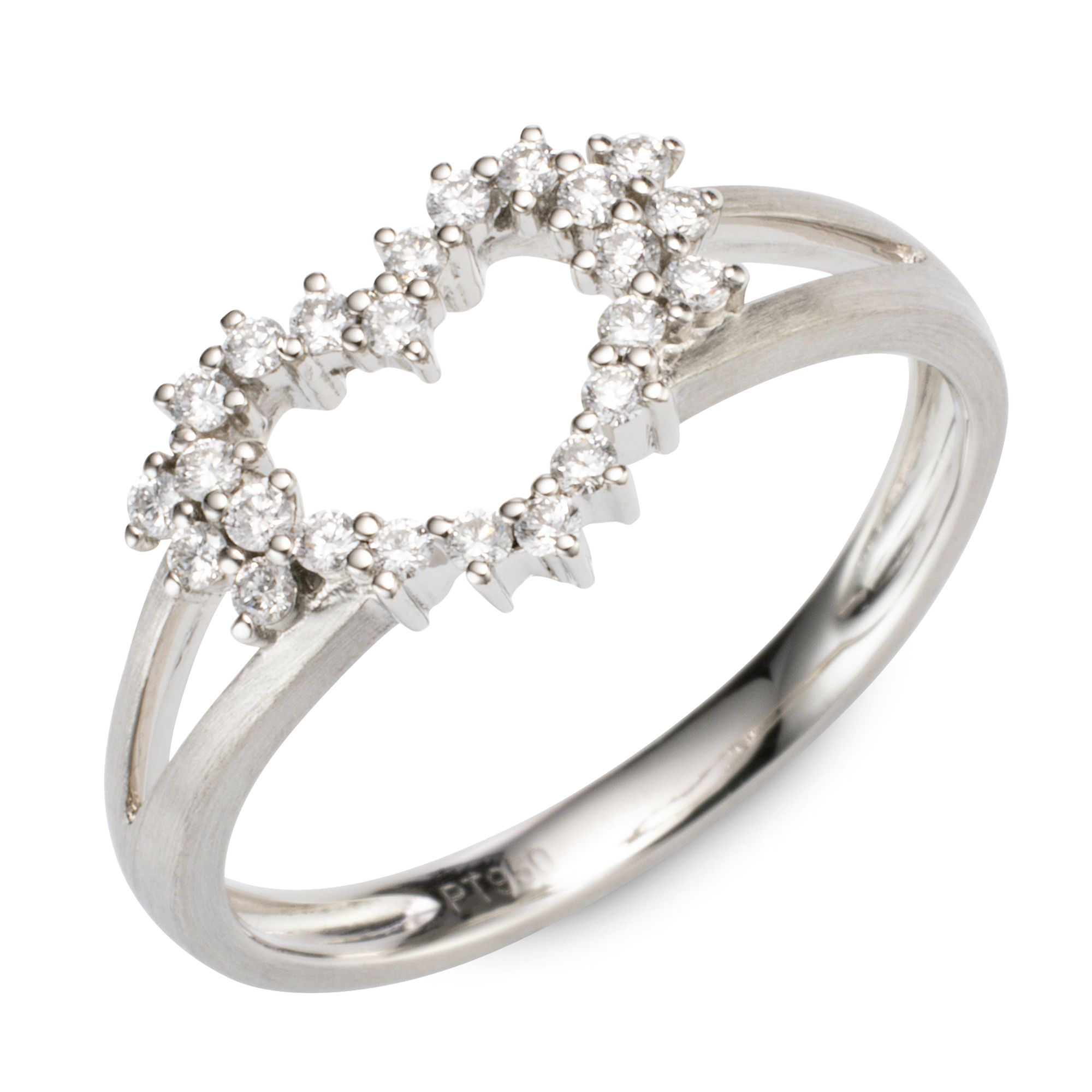 PLATINITY Herz-Ring 24 Brillanten zus. ca. 0,25ct Platin 950