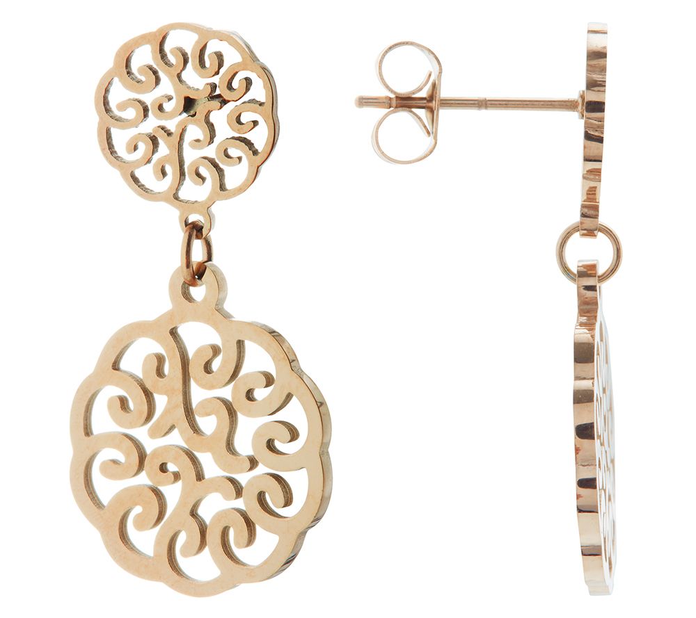 ROSALIE Ohrhänger floral poliert Edelstahl, rosé