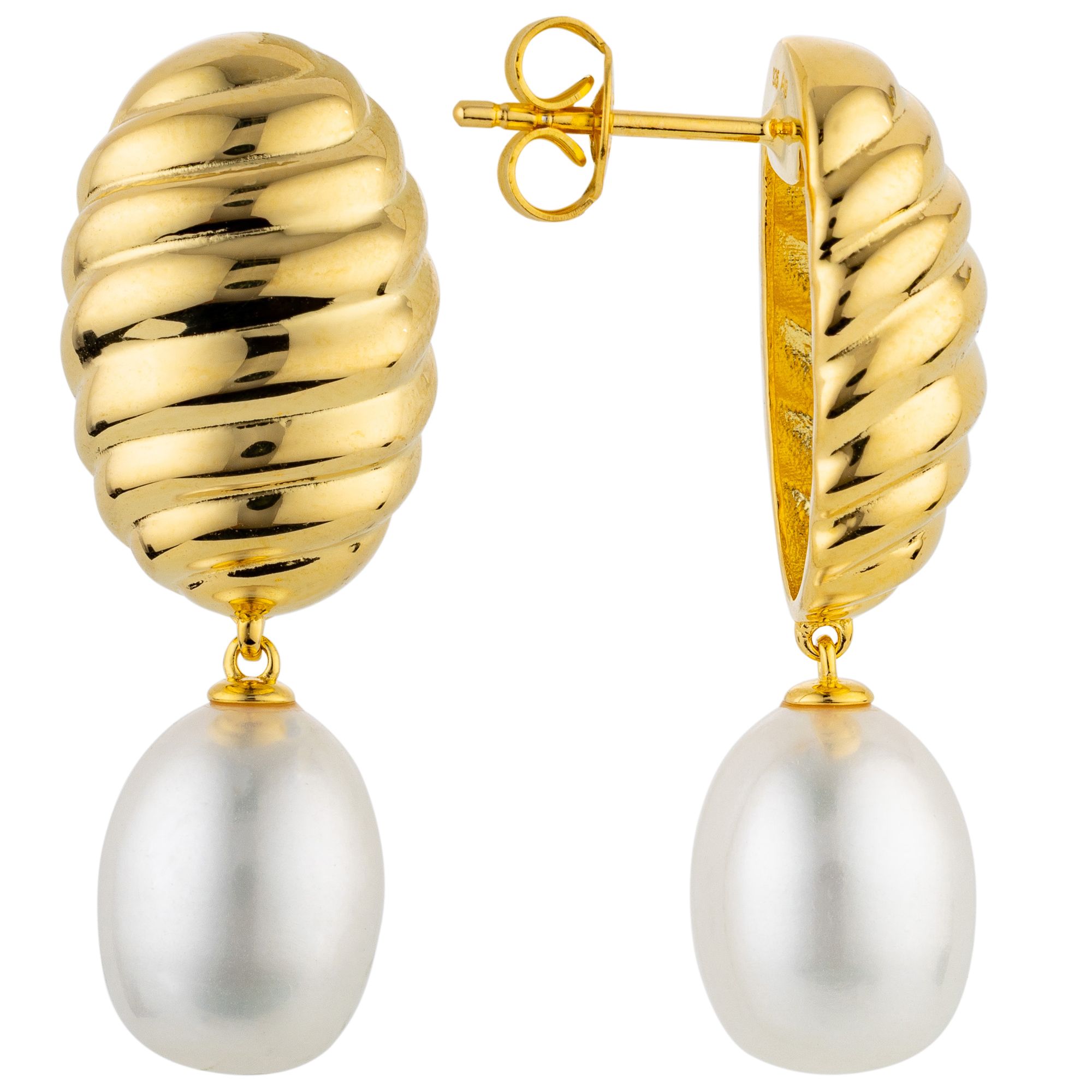 PERLEA Ohrhänger Süßwasserzucht- perlen 10-10,5mm Silber 925