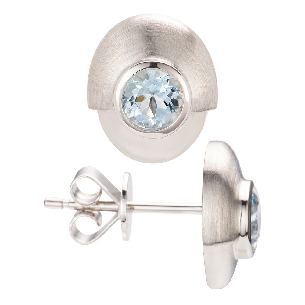 PLATINITY Ohrstecker 2 Aquamarine zus. ca. 0,70ct Platin 950