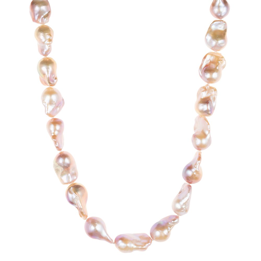 PERLEA Collier Süßwasserzucht- perlen 12-15mm Silber rhodiniert