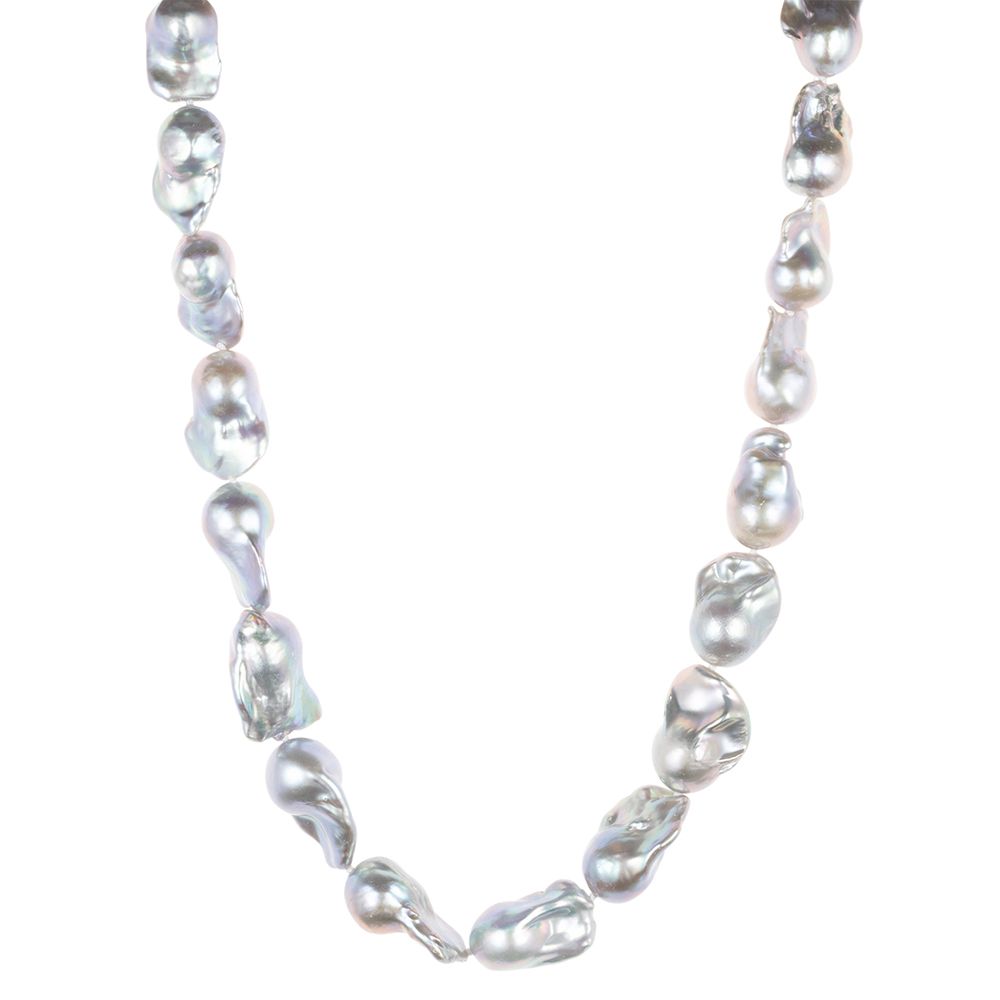 PERLEA Collier Süßwasserzucht- perlen 12-15mm Silber rhodiniert