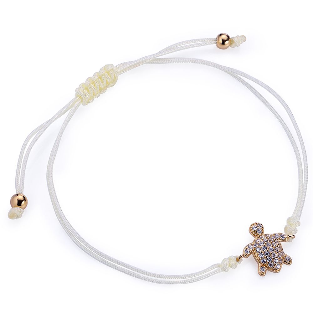 DIAMONIQUE® Makramee-Armband = 0,36ct Schildkröte Silber 925