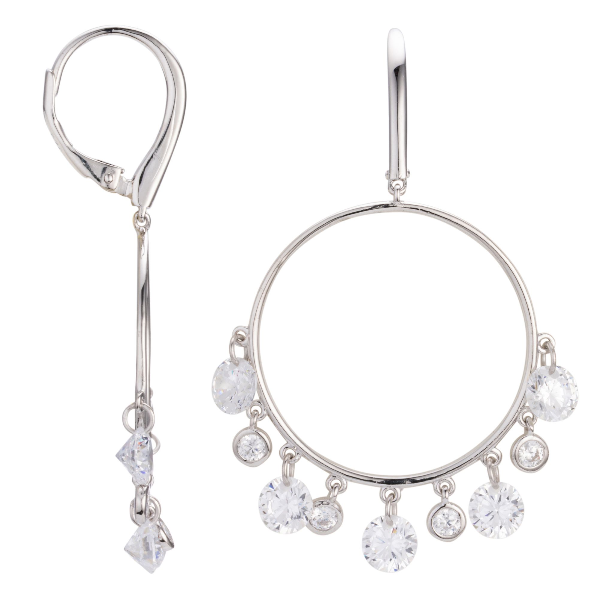 DIAMONIQUE® Ohrhänger = 5,40ct Brillantschliff Silber rhodiniert