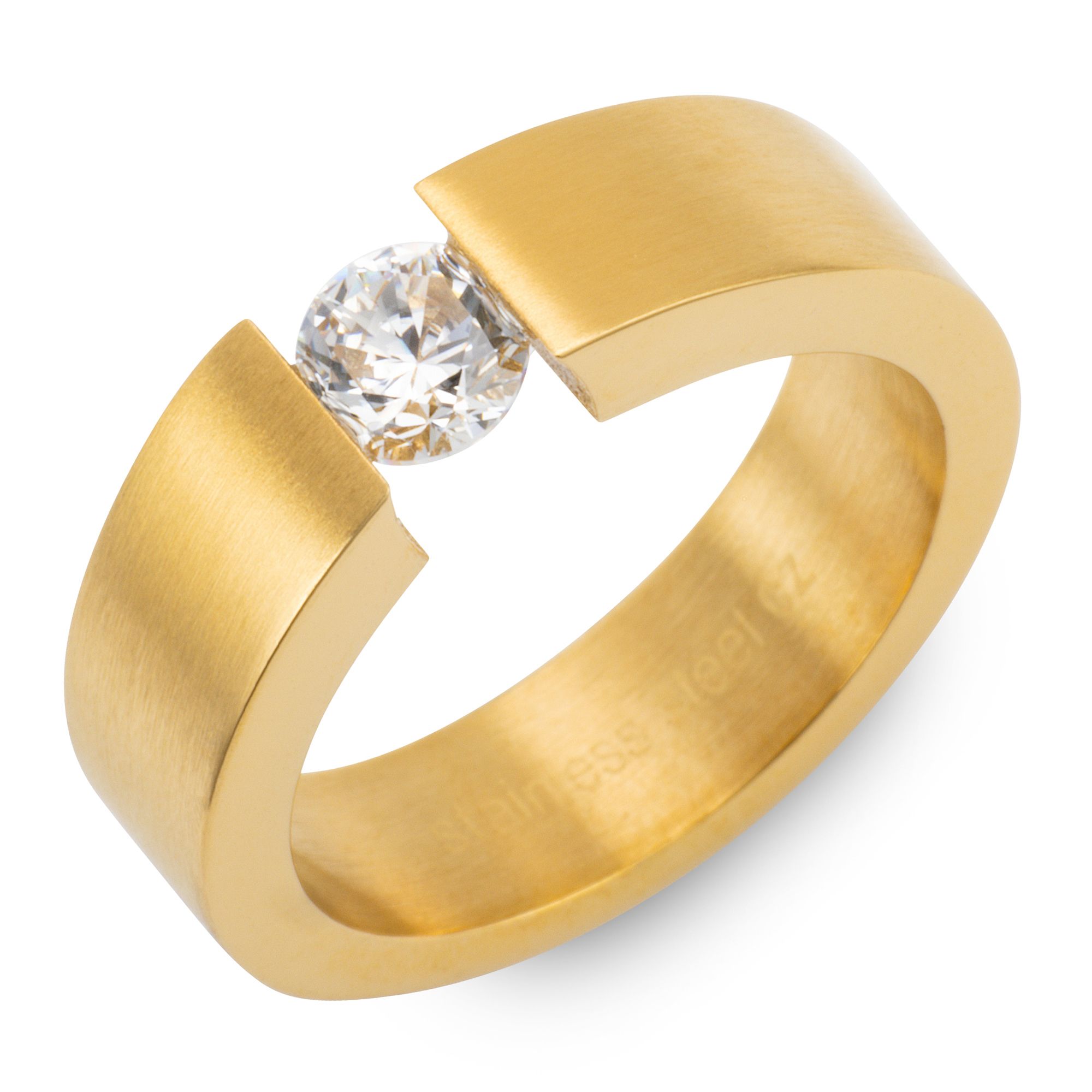 DIAMONIQUE® Spann-Ring = 0,50ct Brillantschliff Edelstahl