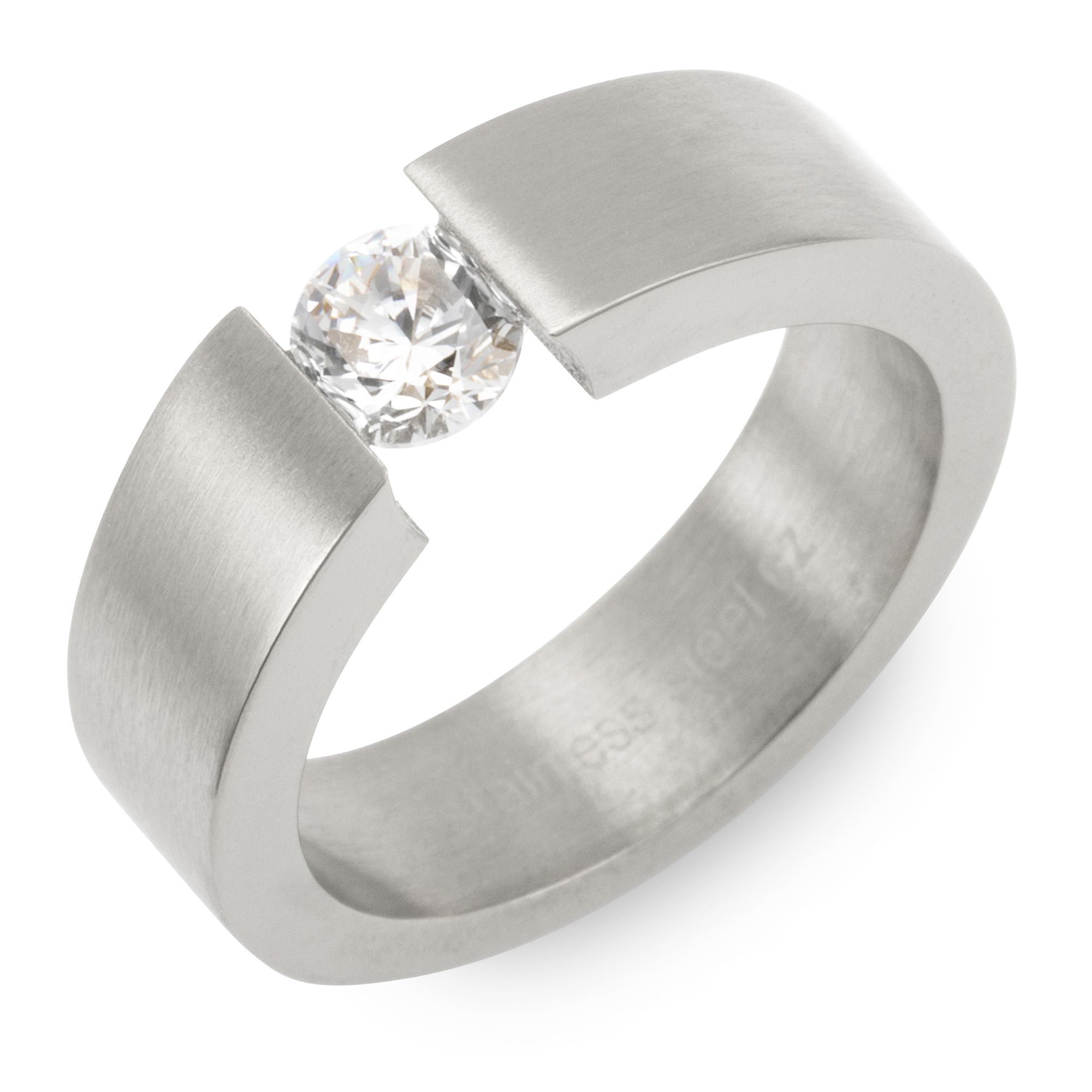 DIAMONIQUE® Spann-Ring = 0,50ct Brillantschliff Edelstahl