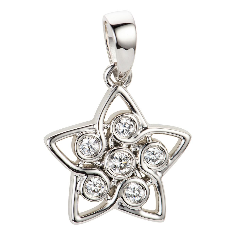 PLATINITY Stern-Anhänger 6 Brillanten zus. ca. 0,10ct Platin 950