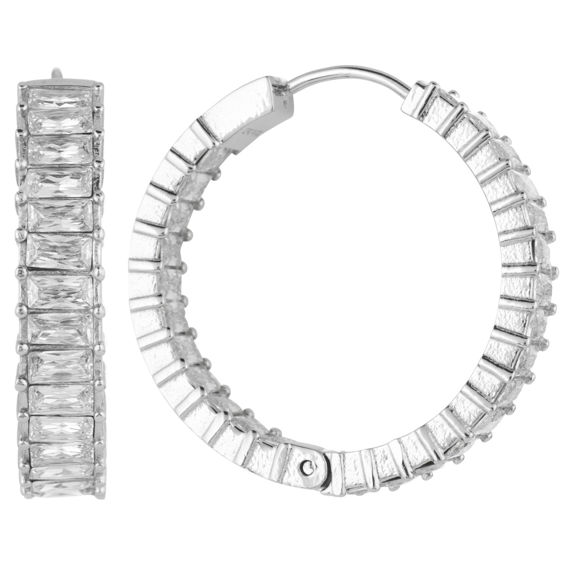 DIAMONIQUE® Creolen = 5,72ct Radiantschliff Edelstahl