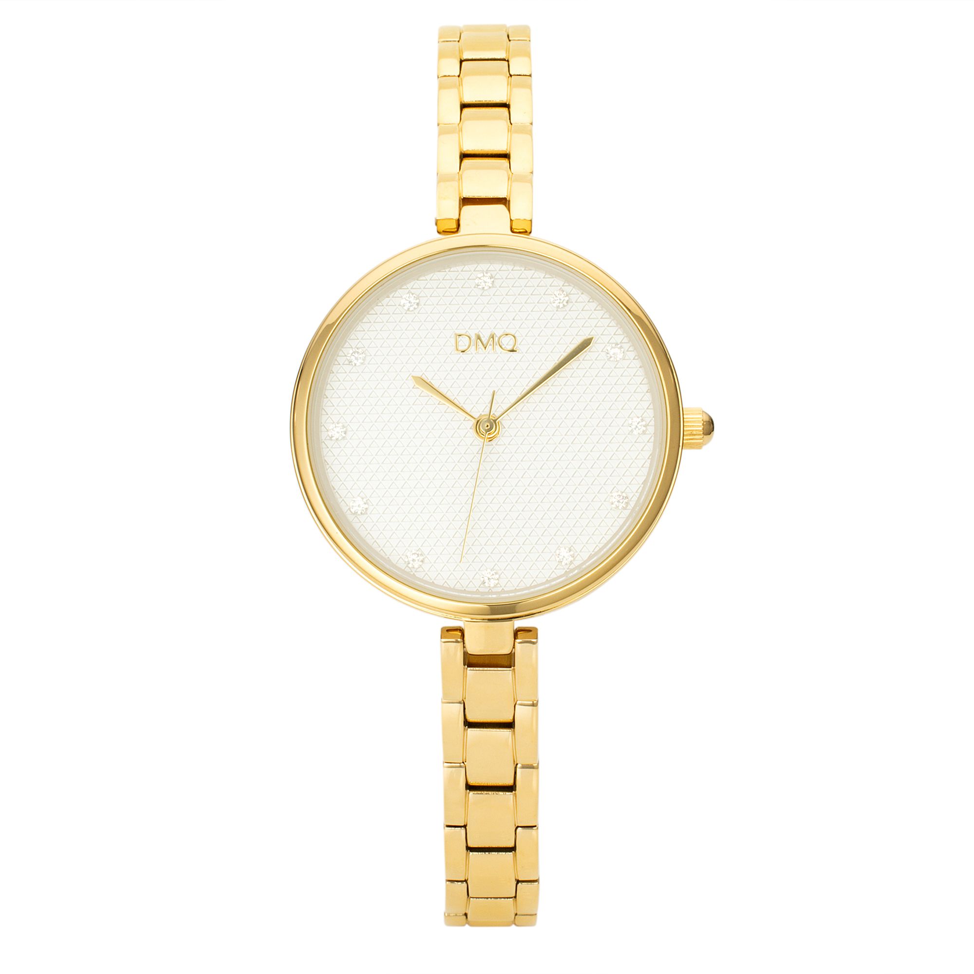 DIAMONIQUE® Damenuhr Quarzwerk = 0,24ct Metallband