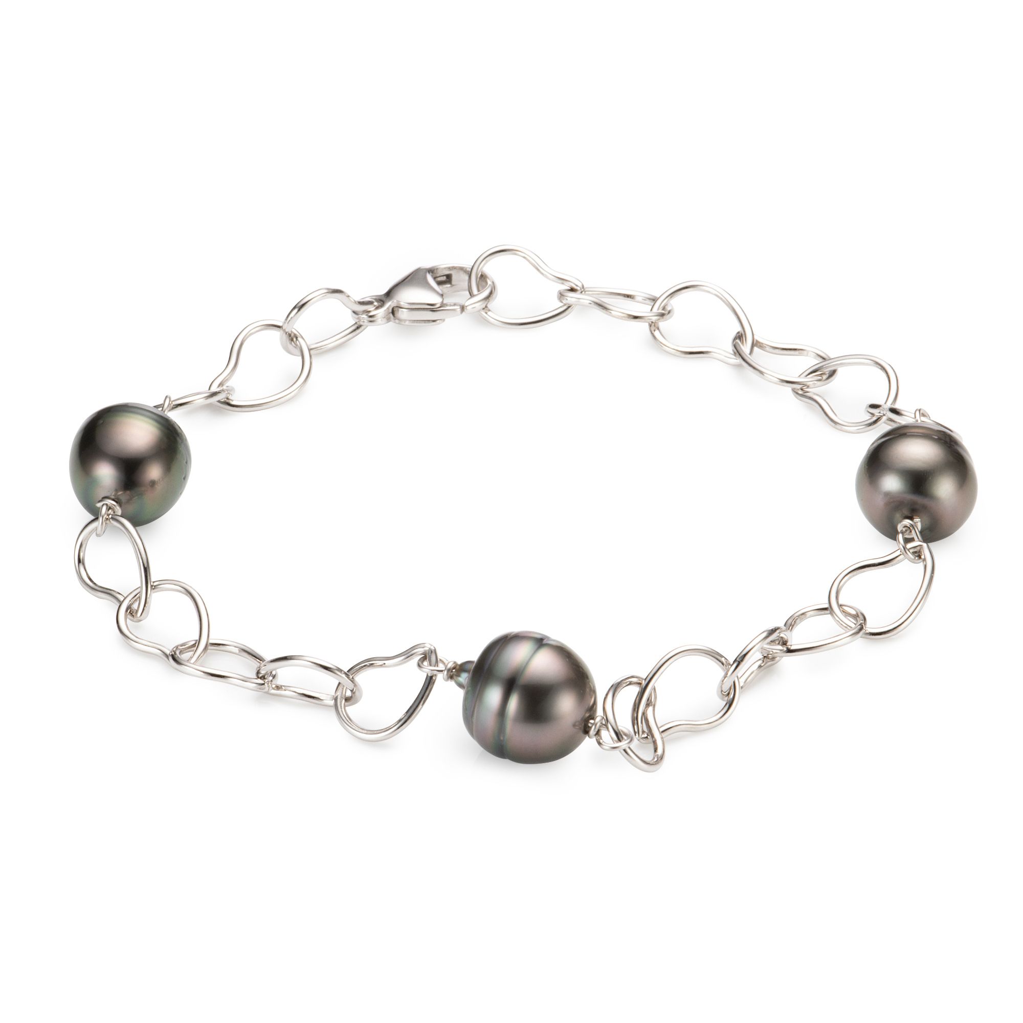 PERLEA Armband Tahitizucht- perlen 8,5-10mm Silber rhodiniert