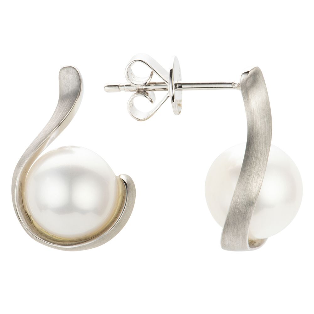 PLATINITY Ohrstecker Süßwasserzuchtperlen weiß/8-8,5mm Platin 950
