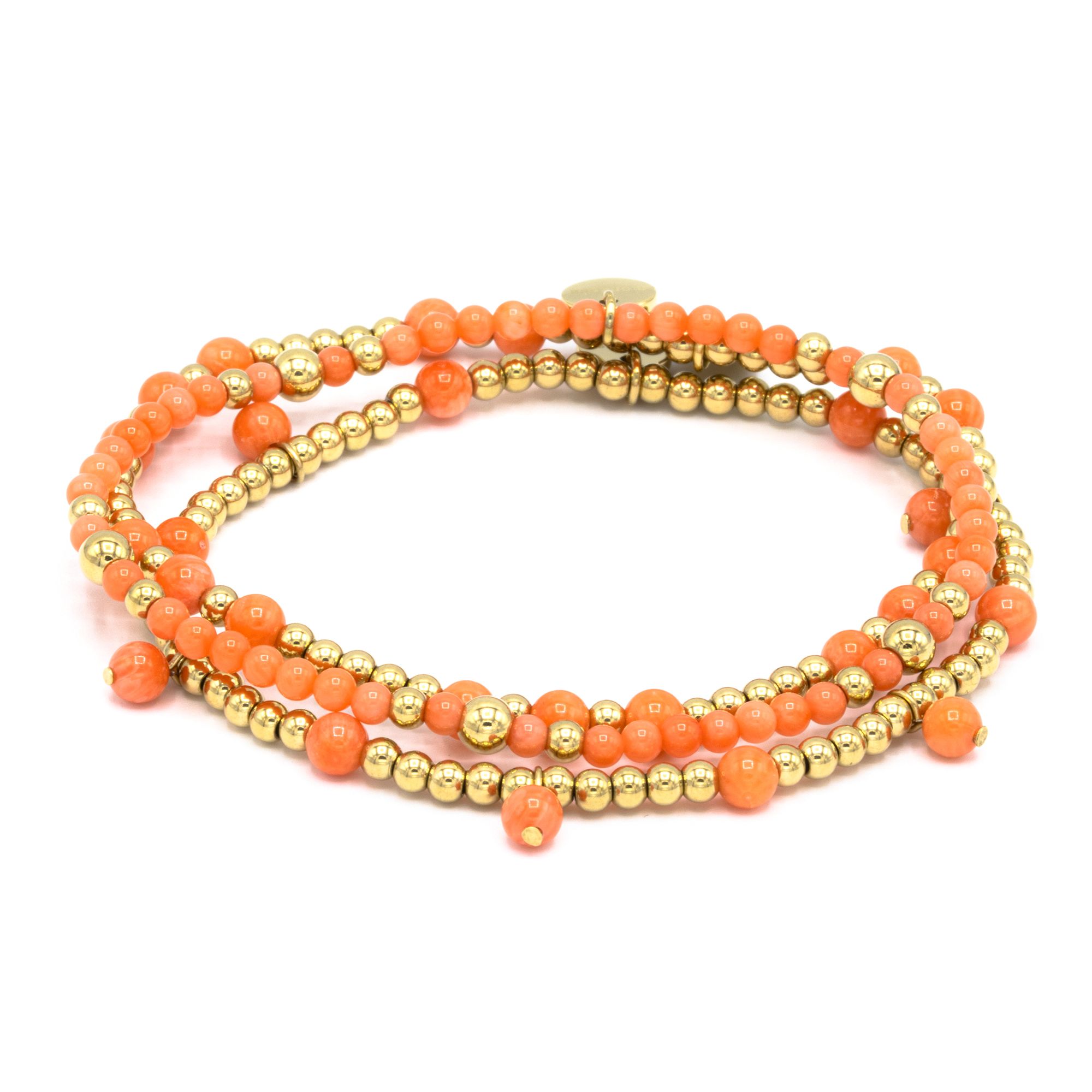 MONESSA 3 tlg. Armband Set Edelsteine flexibel Edelstahl