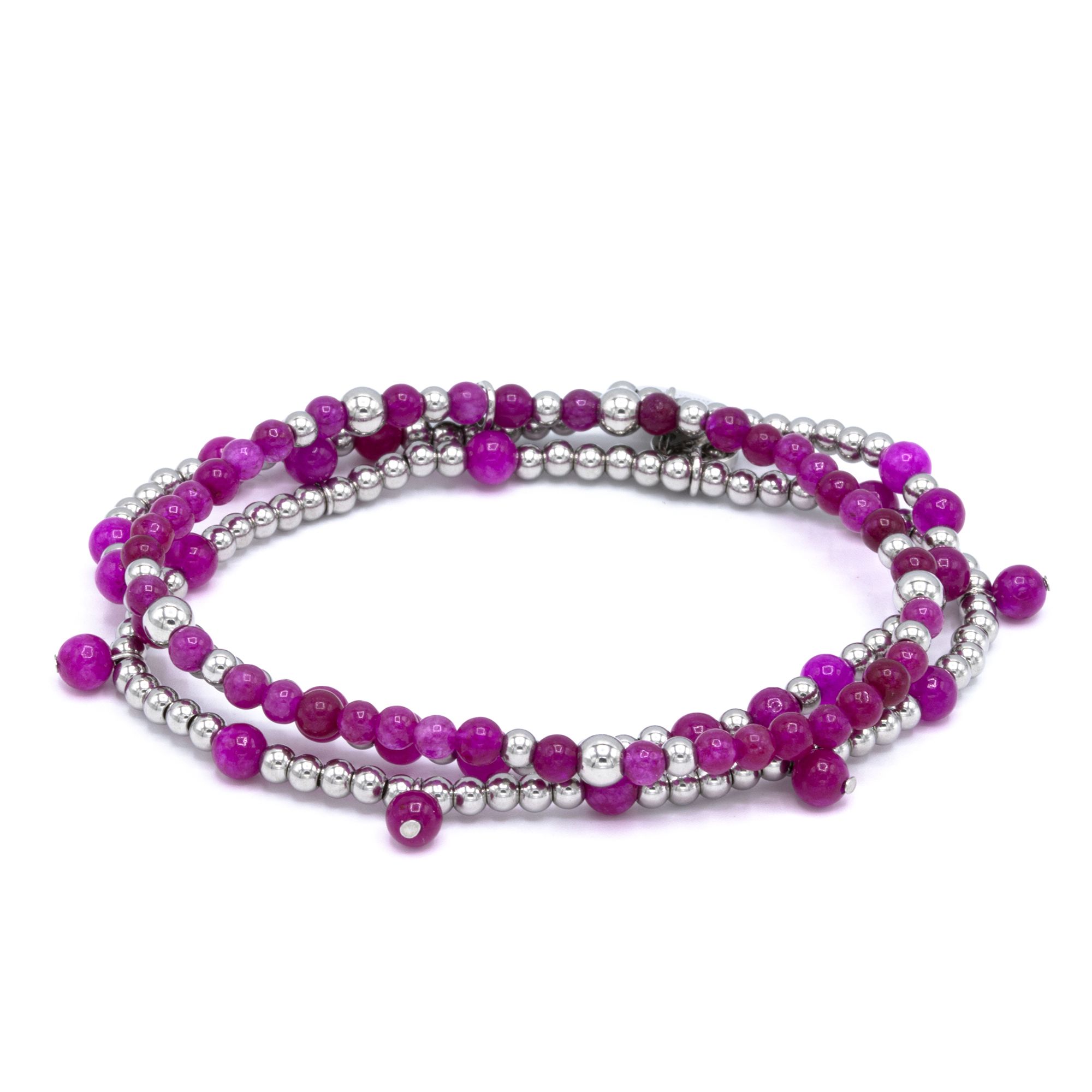 MONESSA 3 tlg. Armband Set Edelsteine flexibel Edelstahl