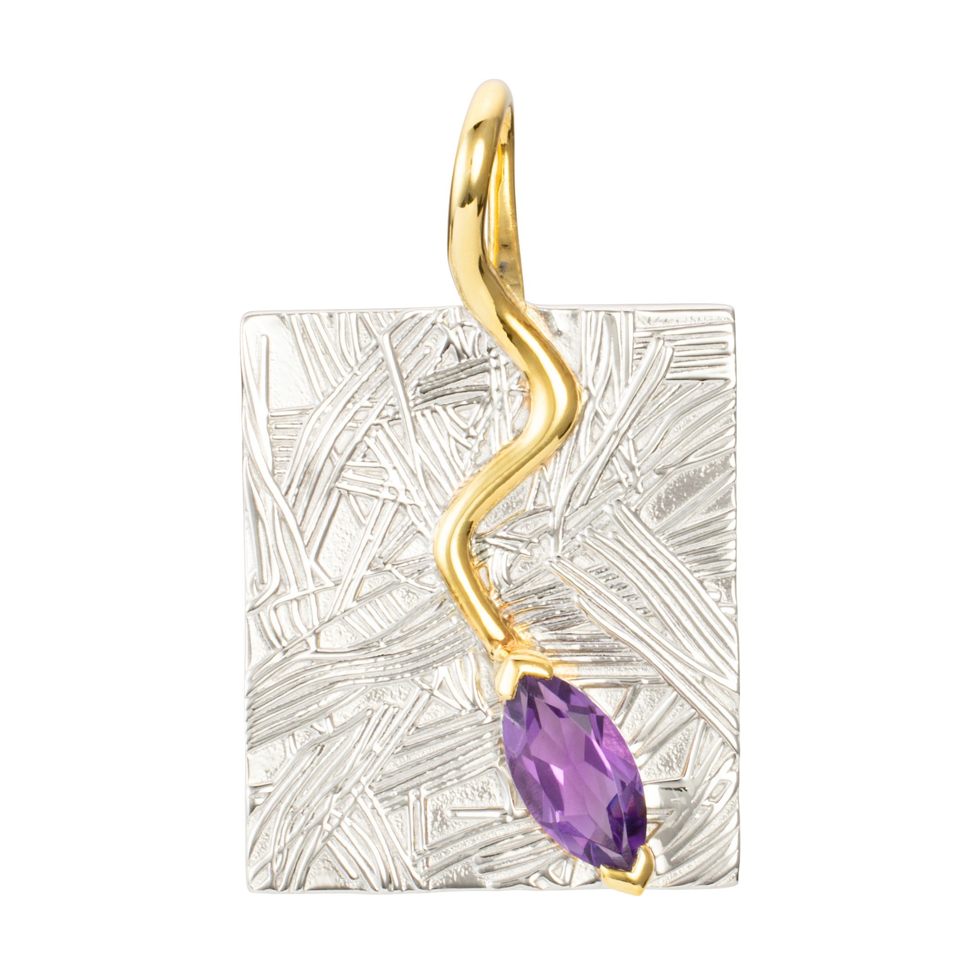 THOMAS & SOHN Edelstein ca.1,00ct Anhänger Navetteschliff Silber Bicolor-Optik