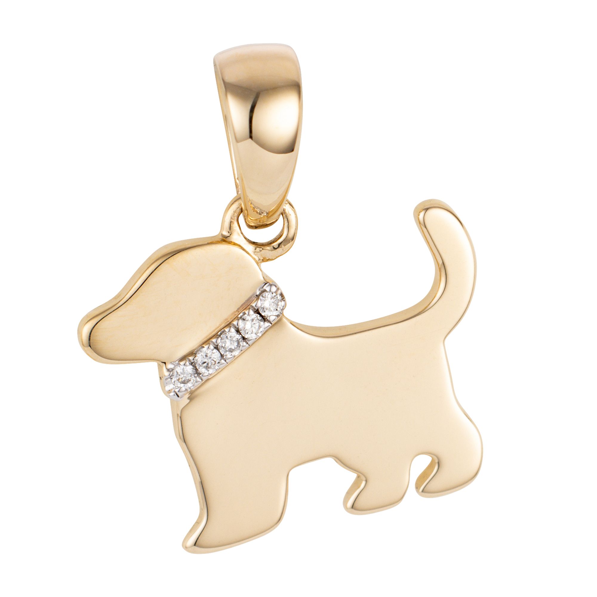 GOLDSCHMUCK FÜR MICH Hunde-Anhänger 5 Brillanten zus. ca. 0,02ct Gold 585