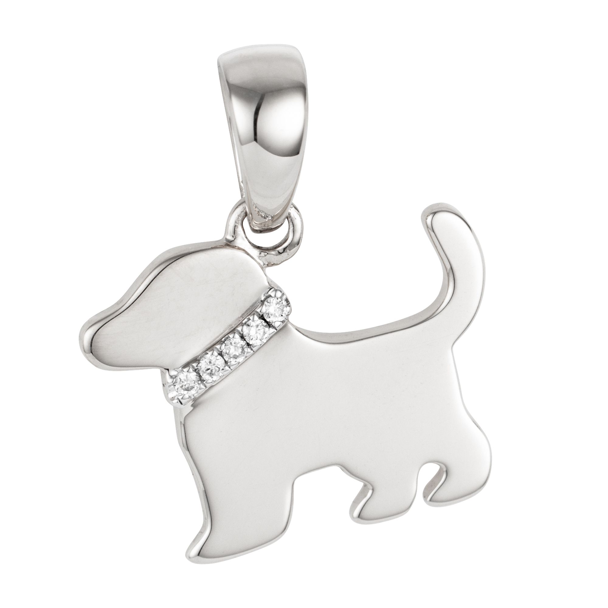GOLDSCHMUCK FÜR MICH Hunde-Anhänger 5 Brillanten zus. ca. 0,02ct Gold 585