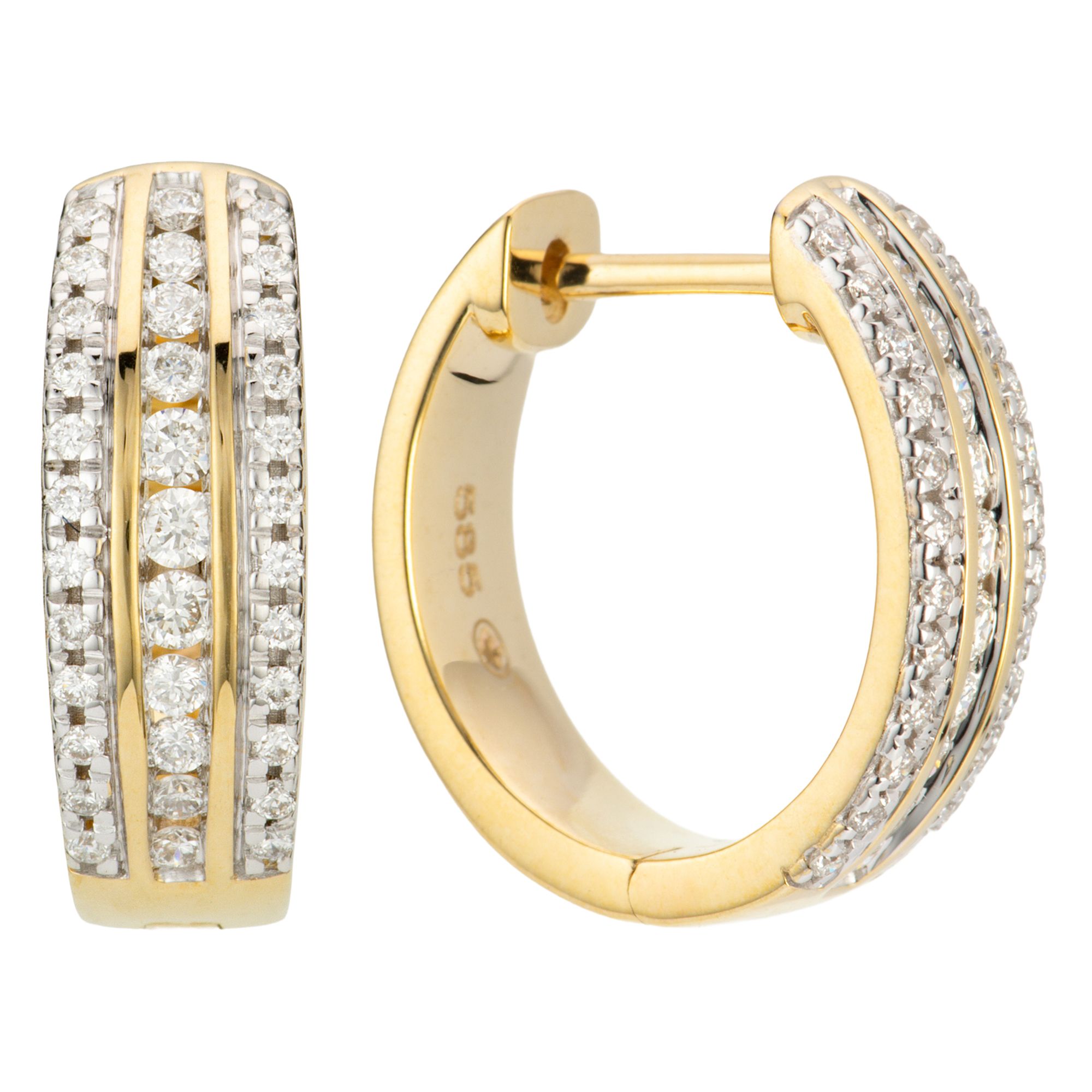 CANADIAN DIAMONDS Creolen 70 Brillanten zus. ca. 0,30ct Gold 585
