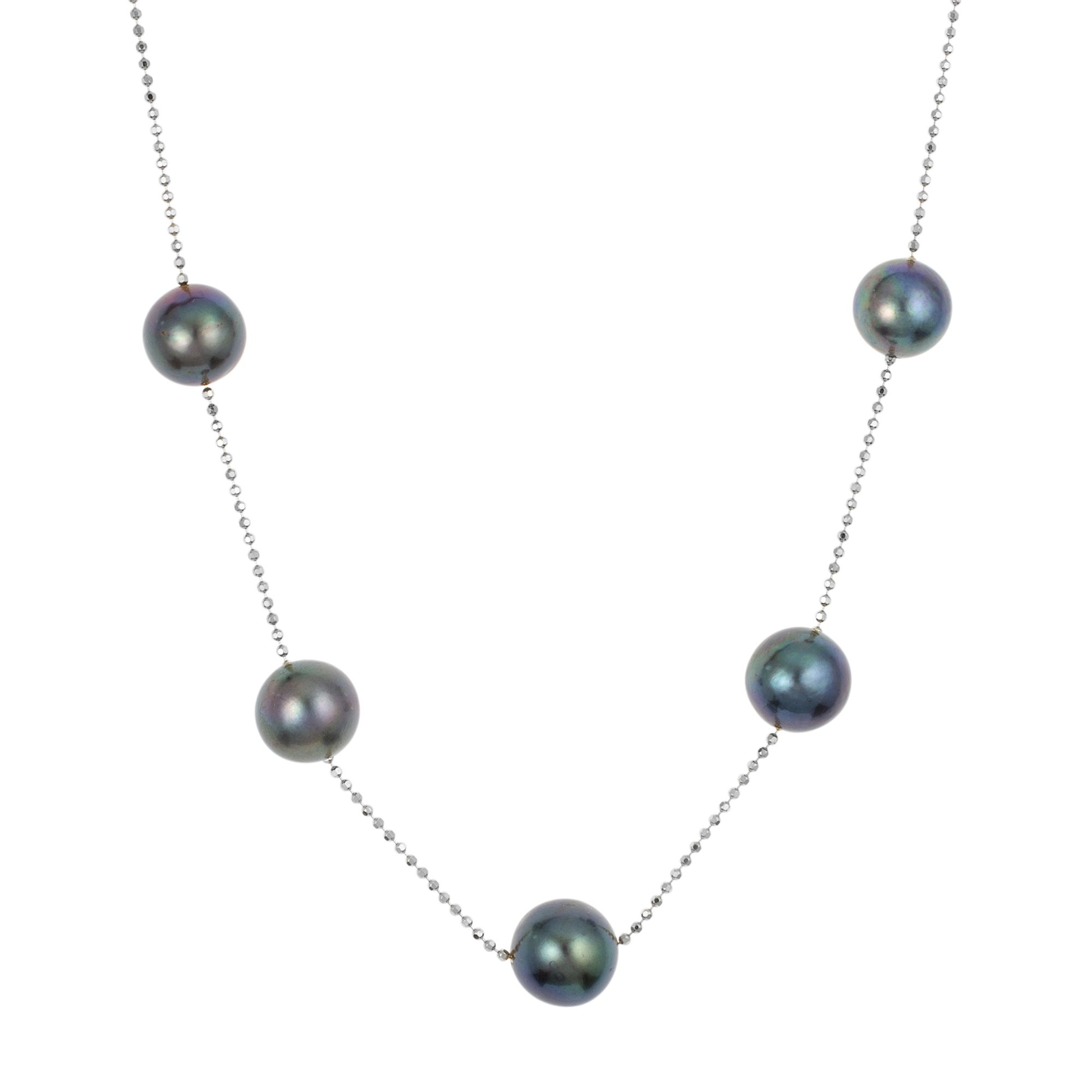 PERLEA Collier Süßwasserzucht- perlen 9-11mm Silber 925