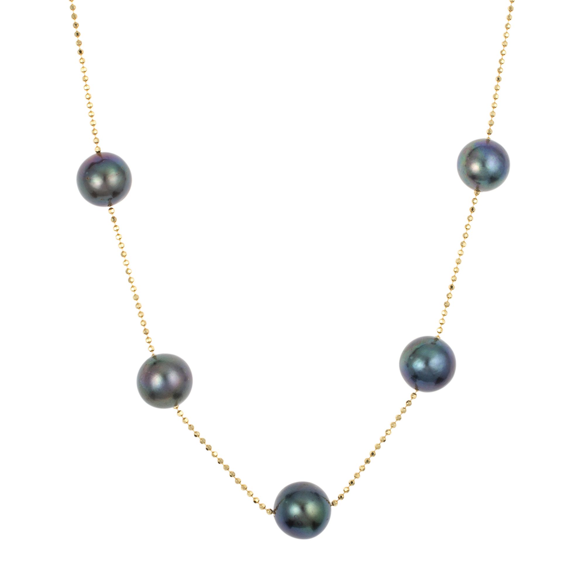 PERLEA Collier Süßwasserzucht- perlen 9-11mm Silber 925