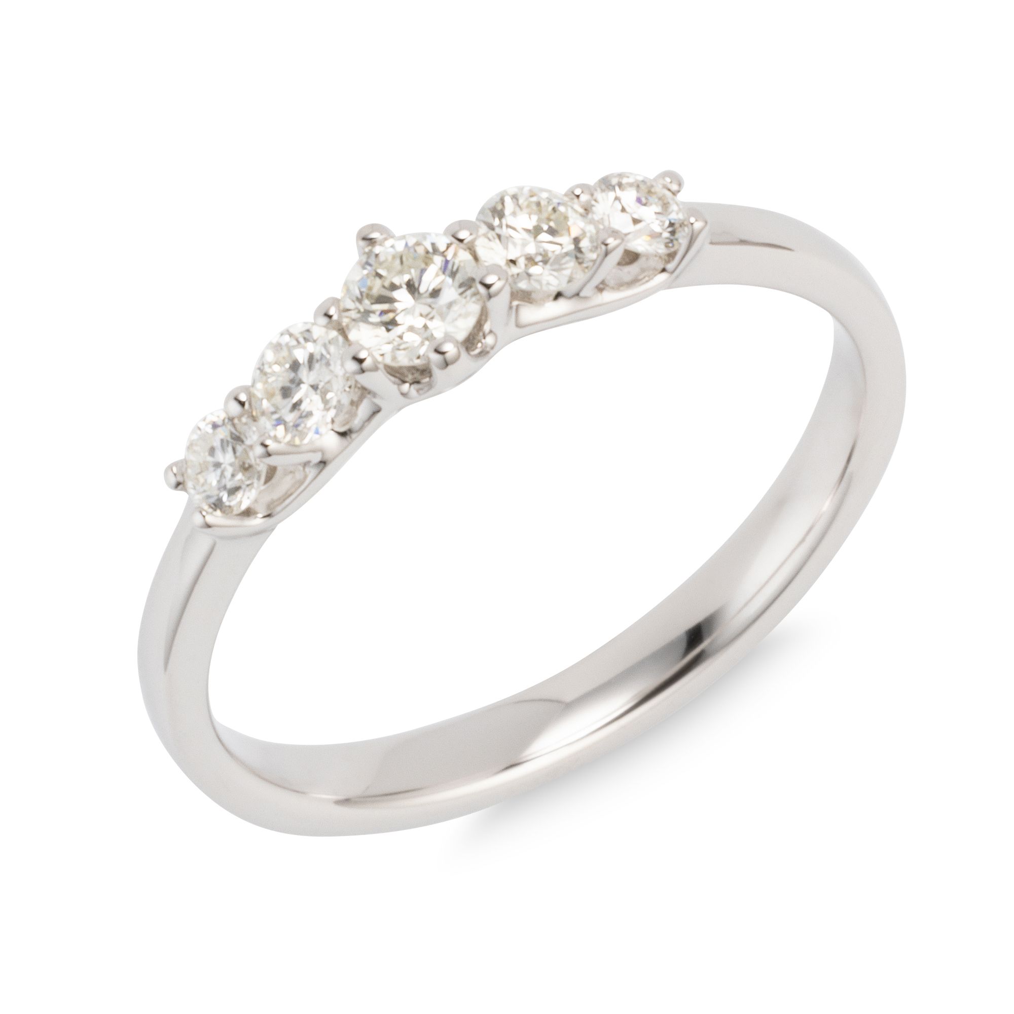 DIAMOUR Ring 5 Brill. ca, 0,40ct. Weiß/Lupenrein Gold 585