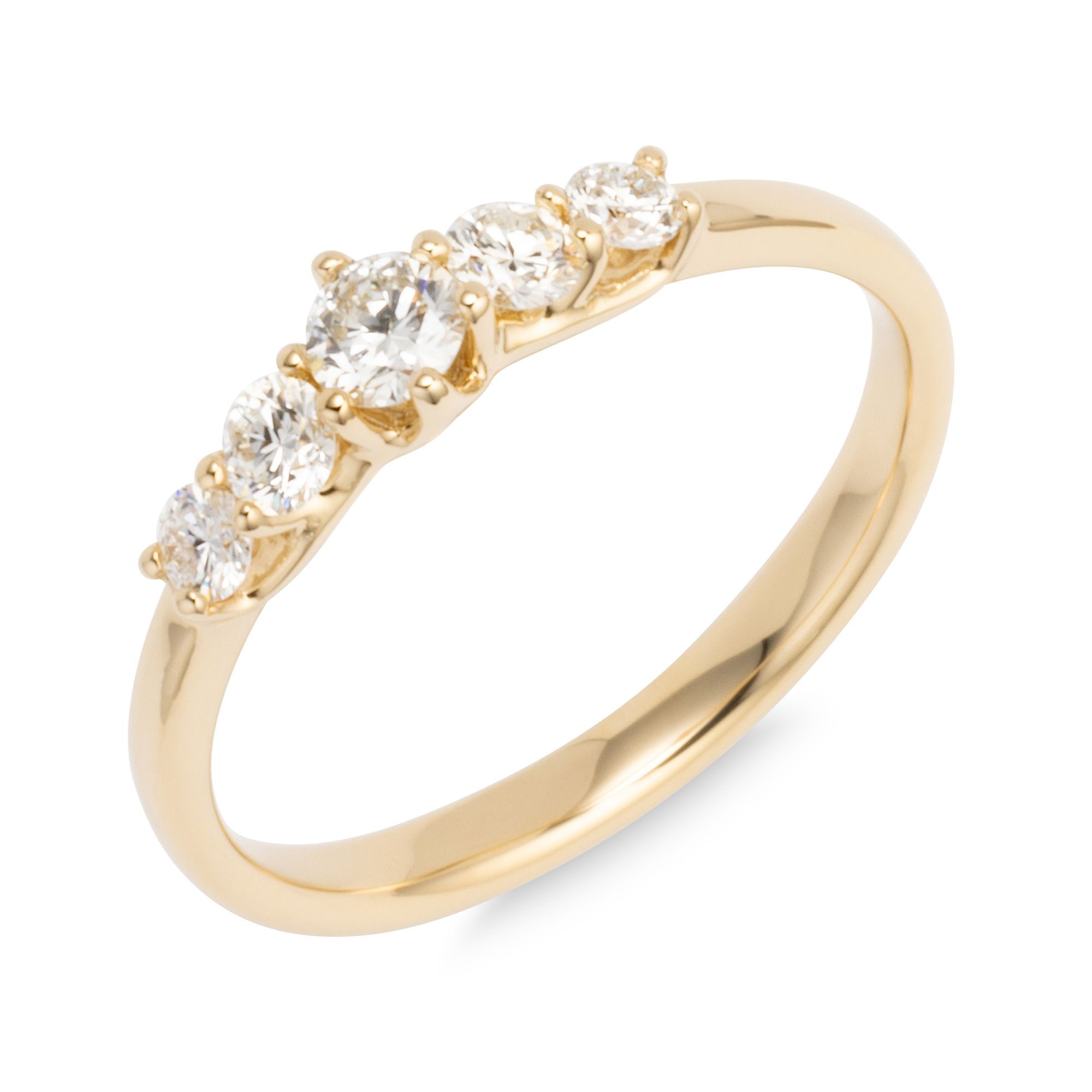 DIAMOUR Ring 5 Brill. ca, 0,40ct. Weiß/Lupenrein Gold 585