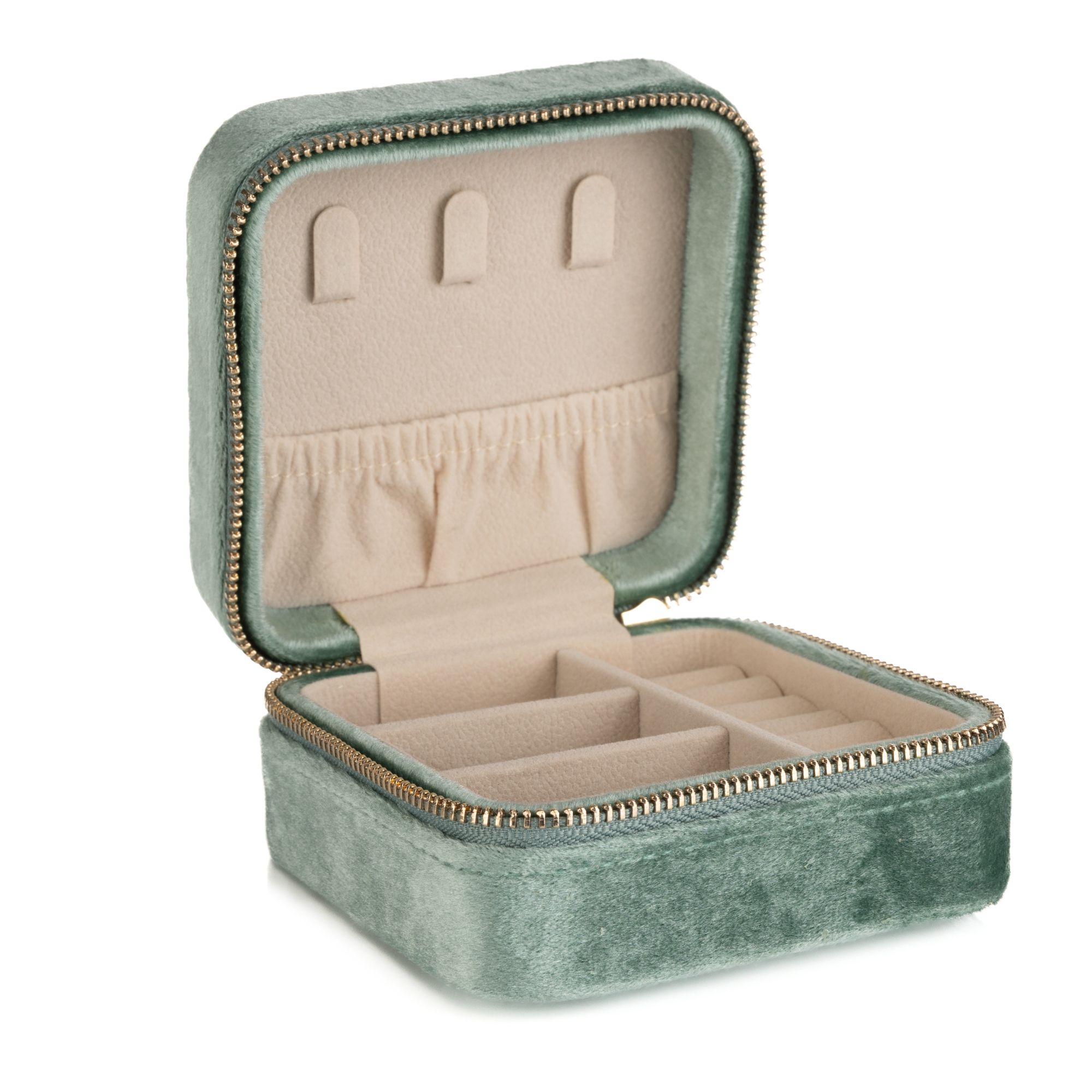 Schmuckbox für Reisen quadratisch verschiedene Materialien