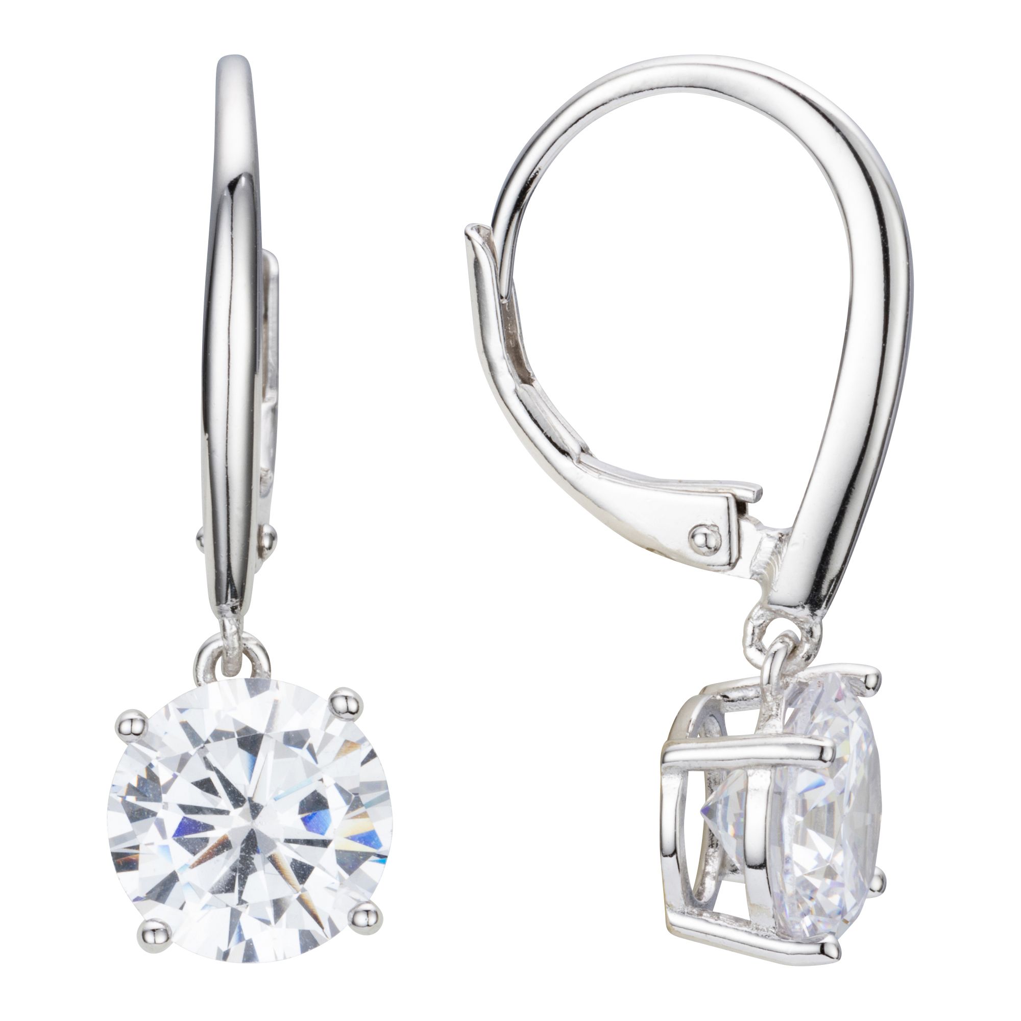 DIAMONIQUE® Solitär - Ohrhänger = 4,00ct Brillantschliff Silber rhodiniert