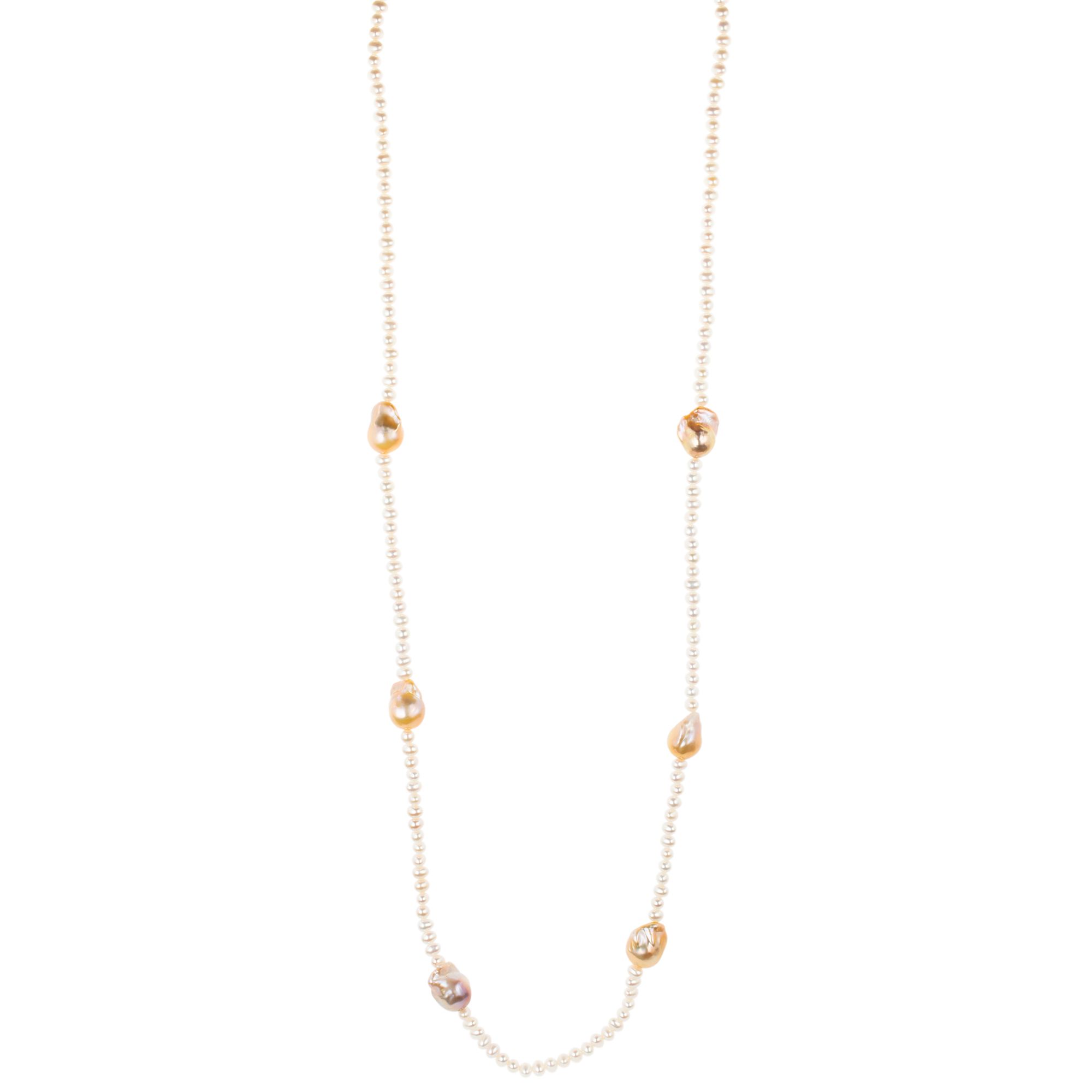 PERLEA Endloscollier Süßwasserzucht- perlen 4-15mm Länge ca. 90cm