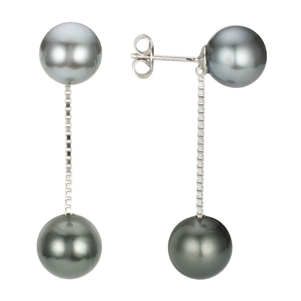 PERLEA Ohrhänger Tahitizucht- perlen 8-10mm Silber rhodiniert