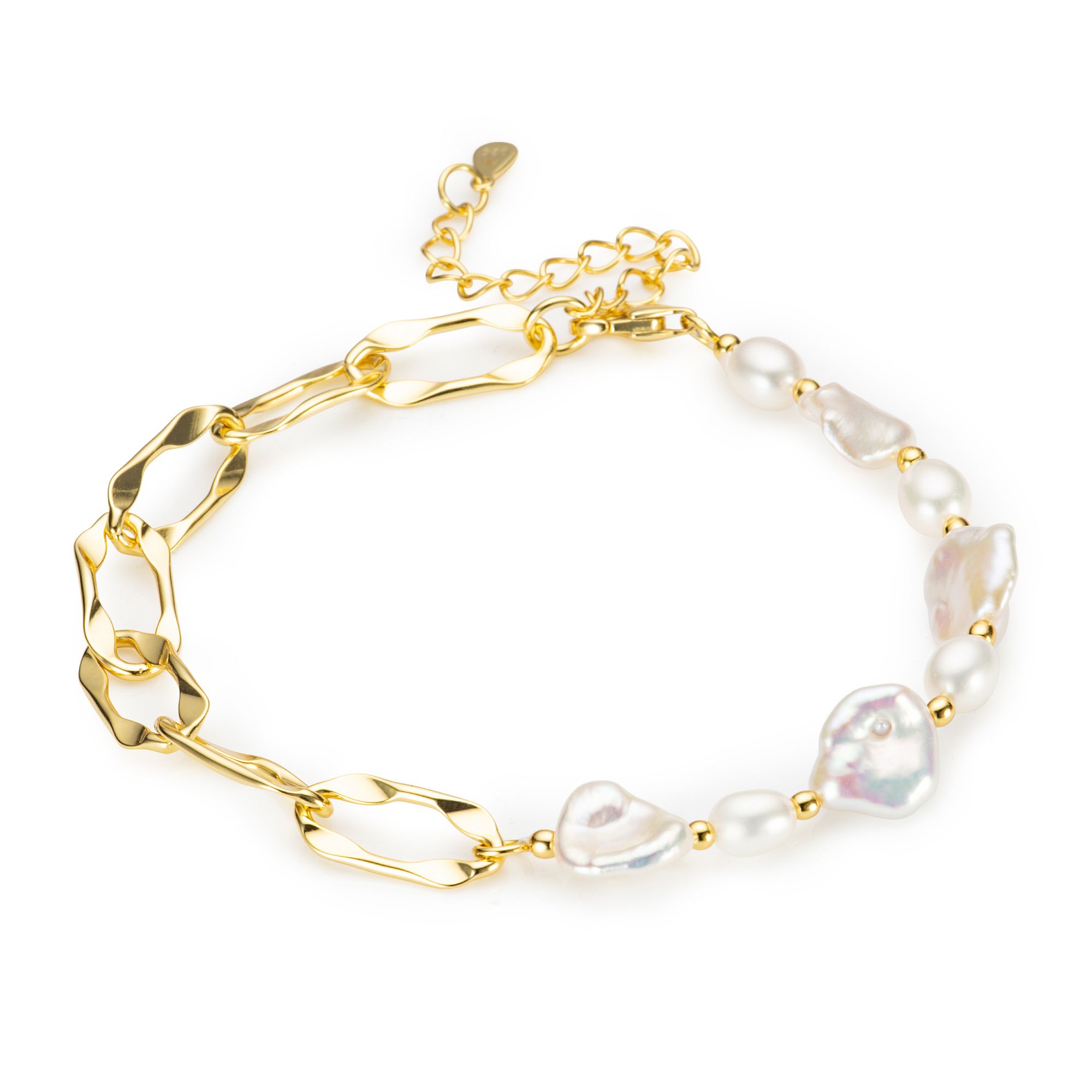 PERLEA Armband Süßwasserzucht- perlen 4,5-9mm Silber 925