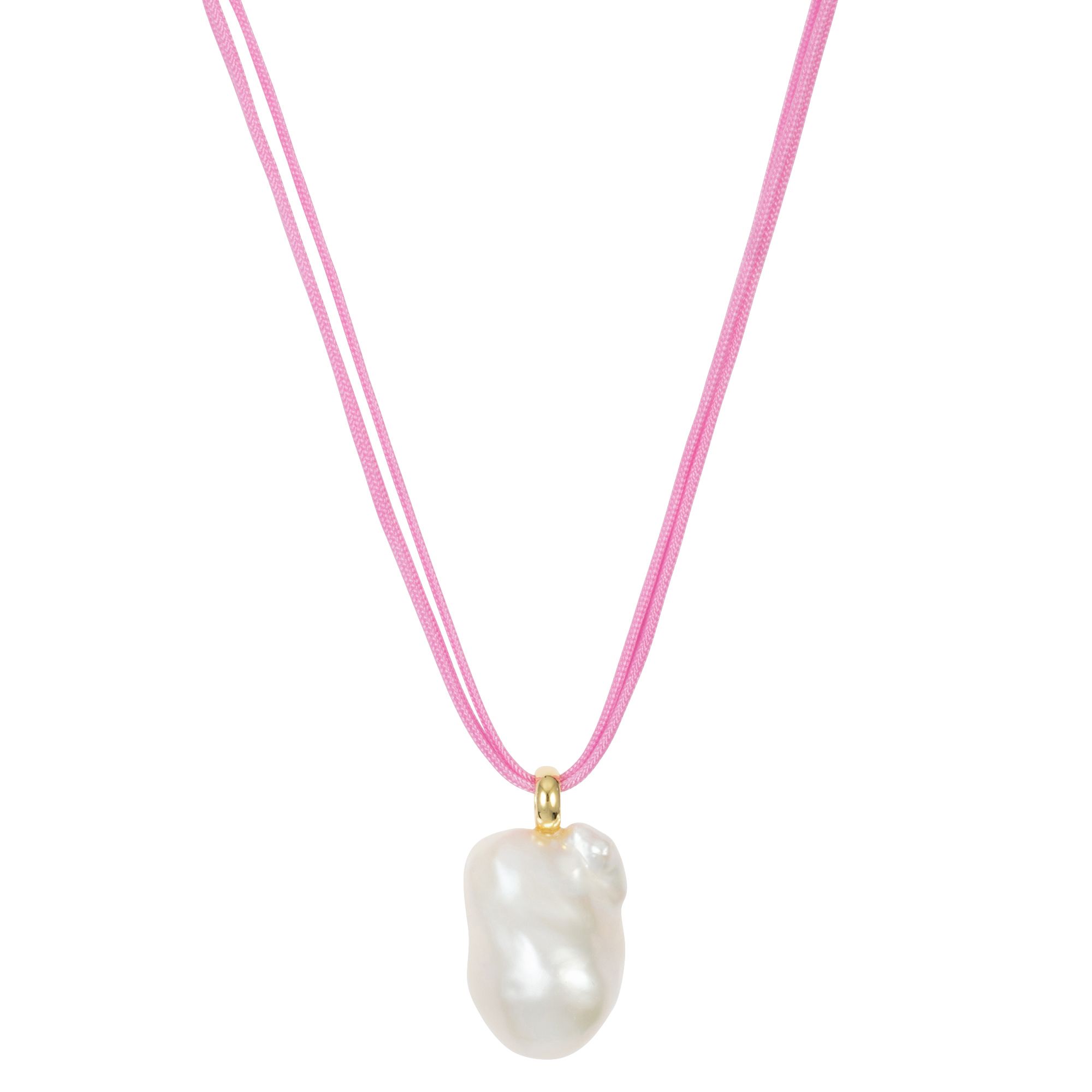 PERLEA Collier Süßwasserzucht- perle 15mm Silber vergoldet