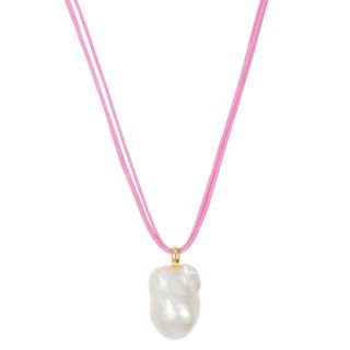 PERLEA Collier Süßwasserzucht- perle 15mm Silber vergoldet