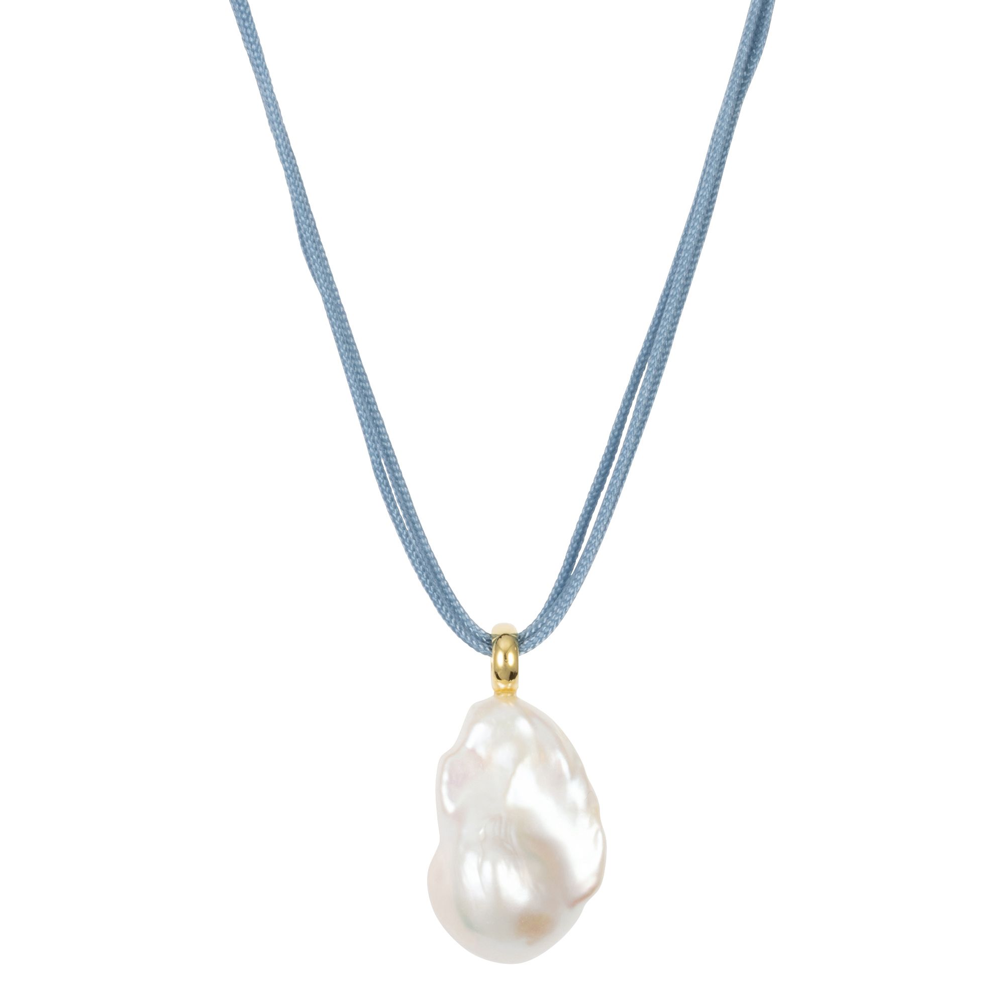 PERLEA Collier Süßwasserzucht- perle 15mm Silber vergoldet