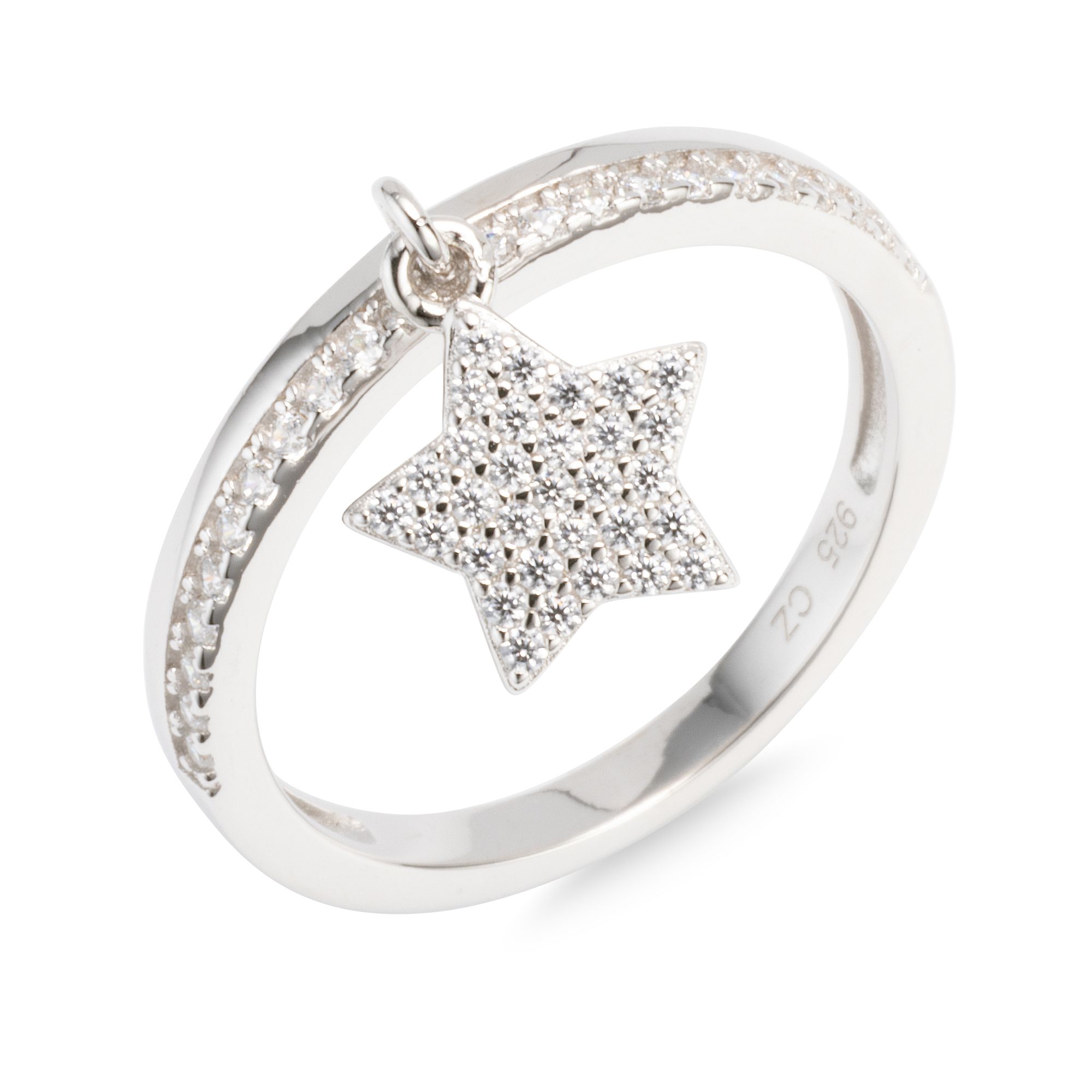 DIAMONIQUE® Ring mit Anhänger mind. = 0,17ct Brillantschliff Silber rhodiniert