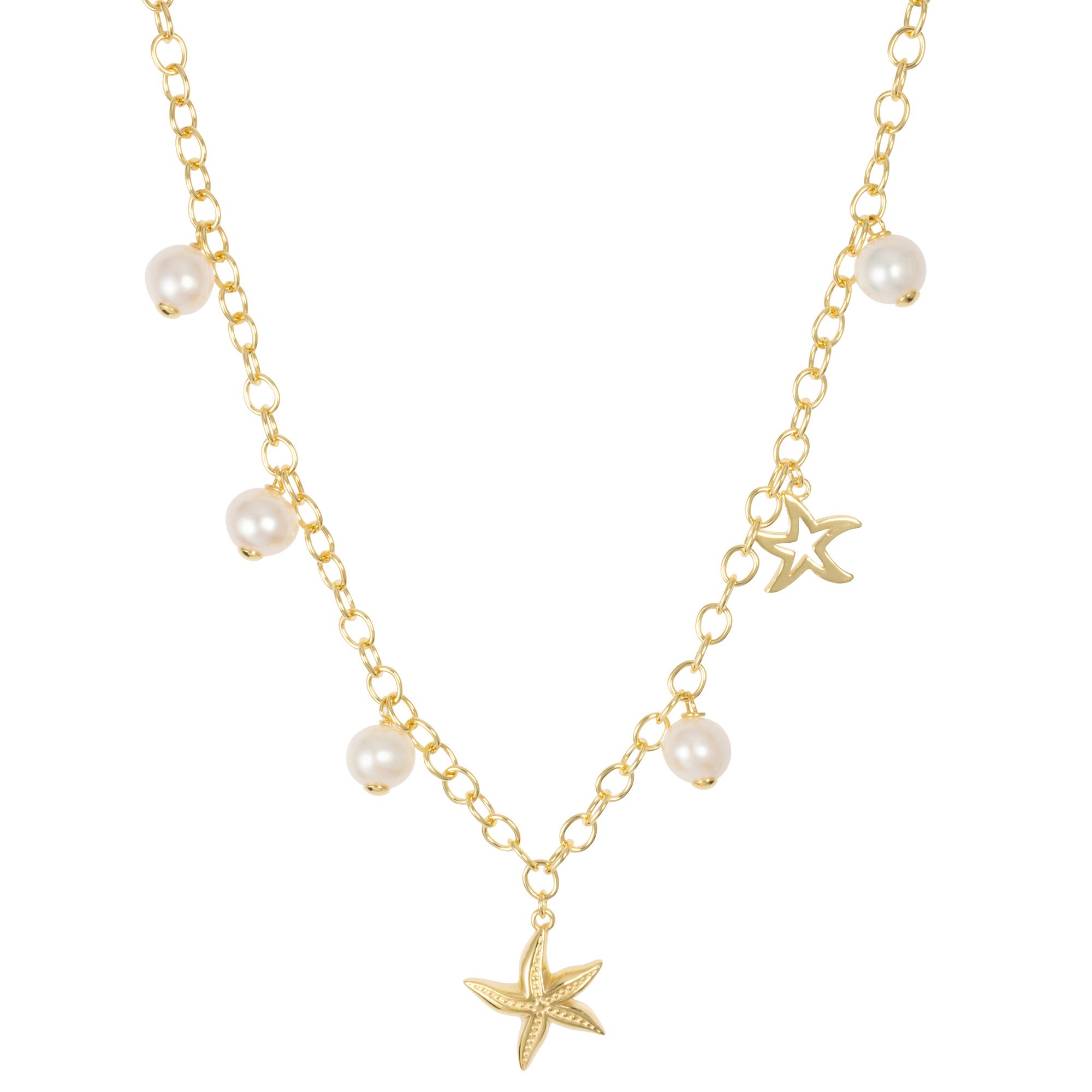 PERLEA Seestern-Collier Süßwasserzucht- perlen 7-7,5mm Silber 925