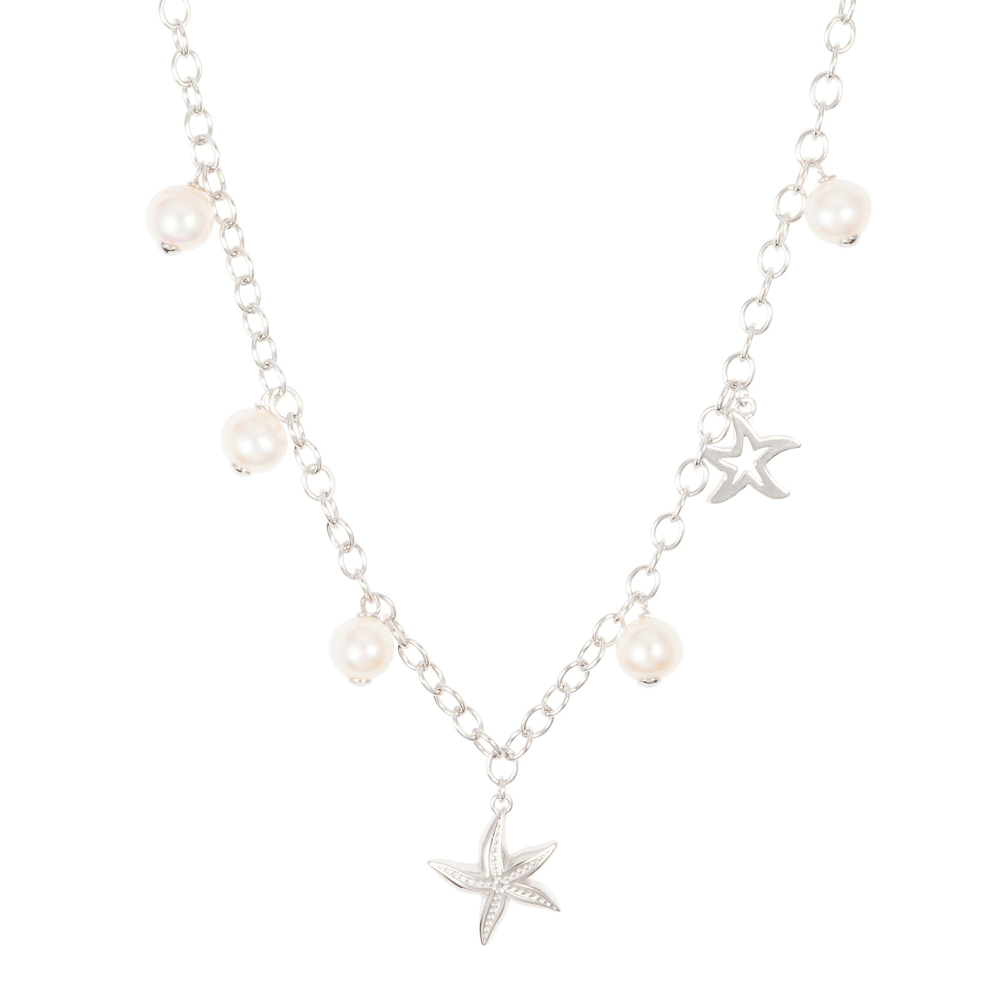 PERLEA Seestern-Collier Süßwasserzucht- perlen 7-7,5mm Silber 925